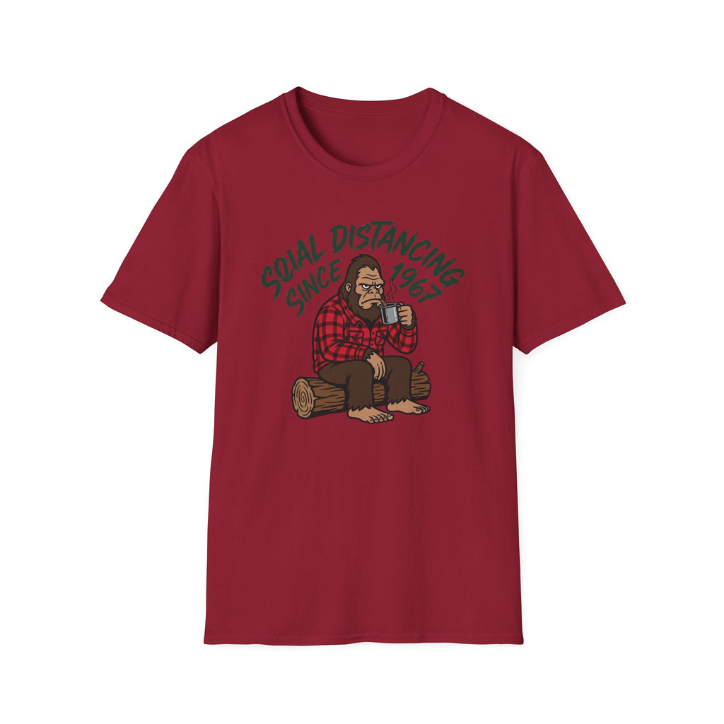 Bigfoot Social Distancing Since 1967 T-Shirt | Sasquatch Lumberjack Tee