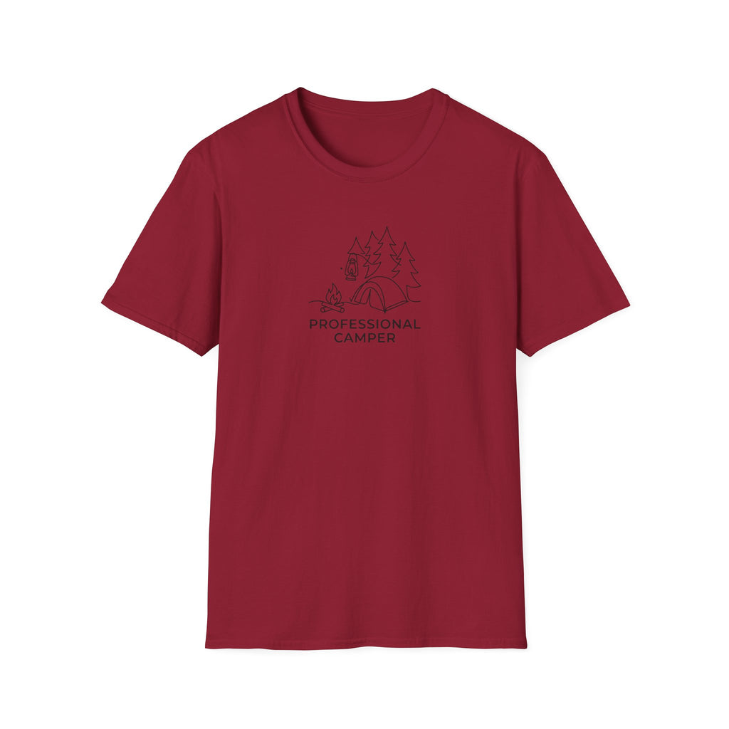 Professional Camper T-Shirt | Minimal Line Art Camping Design