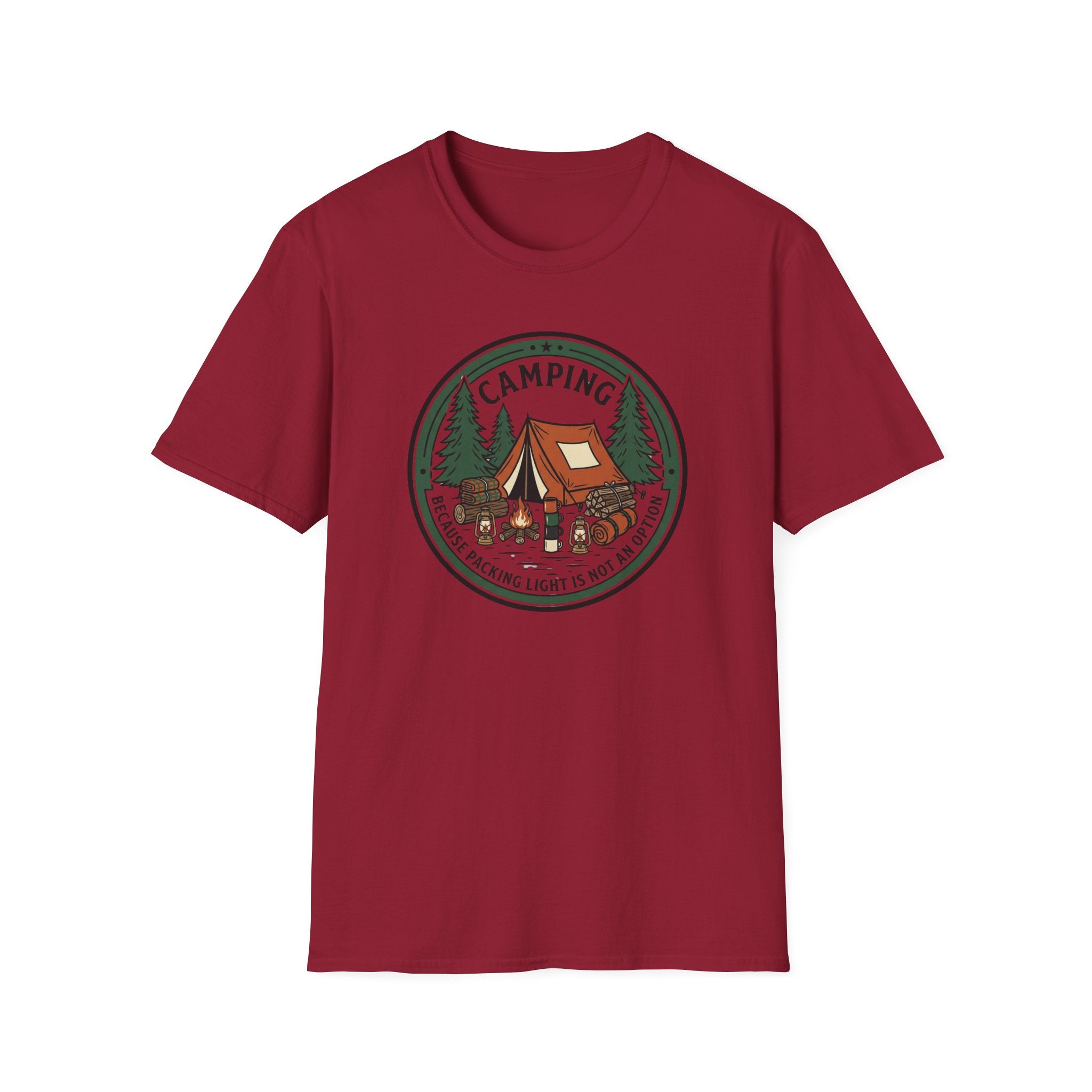 Camping Campfire Tent Graphic T-Shirt | Outdoor Adventure Cabin Design