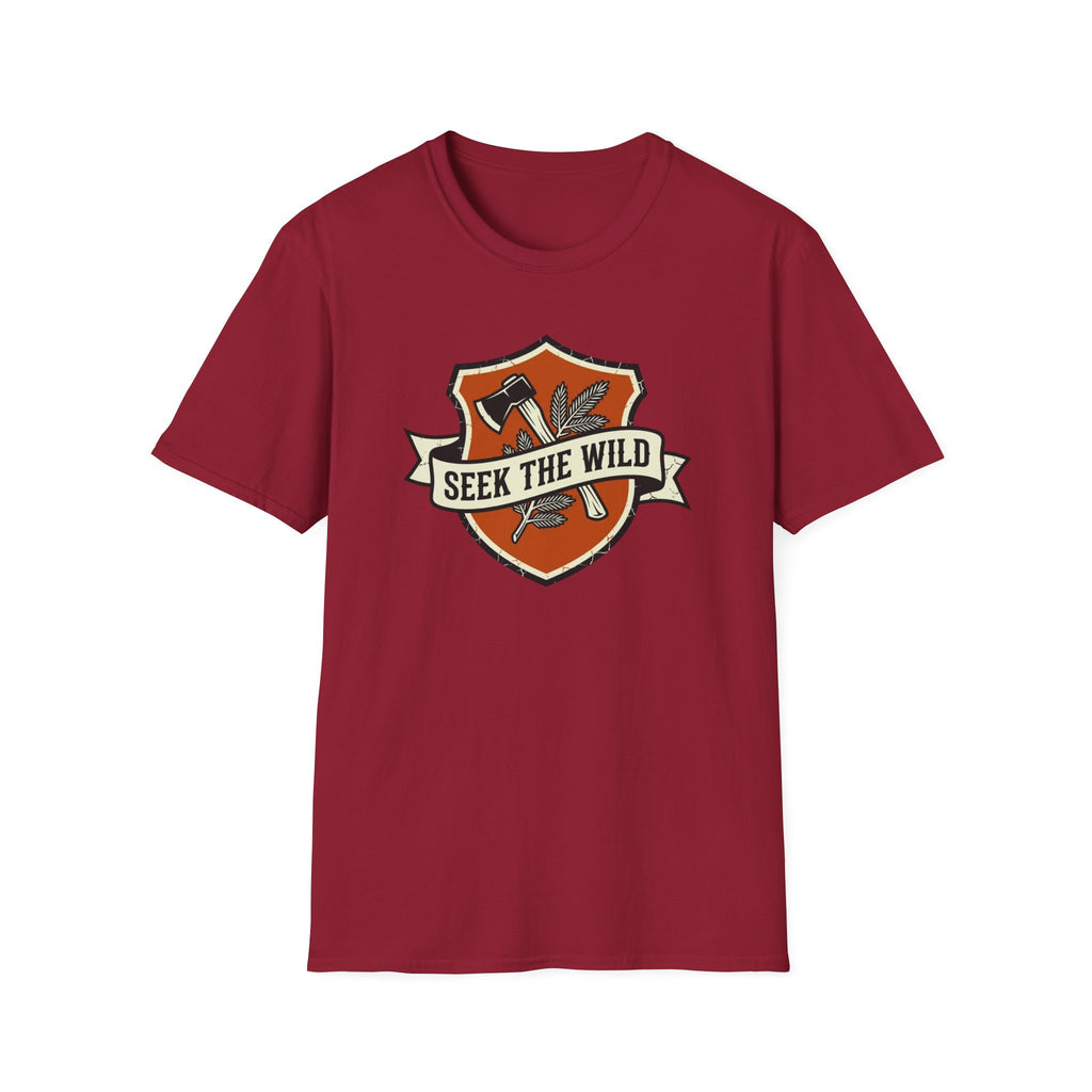 Seek The Wild emblem T-shirt | outdoor adventure badge design