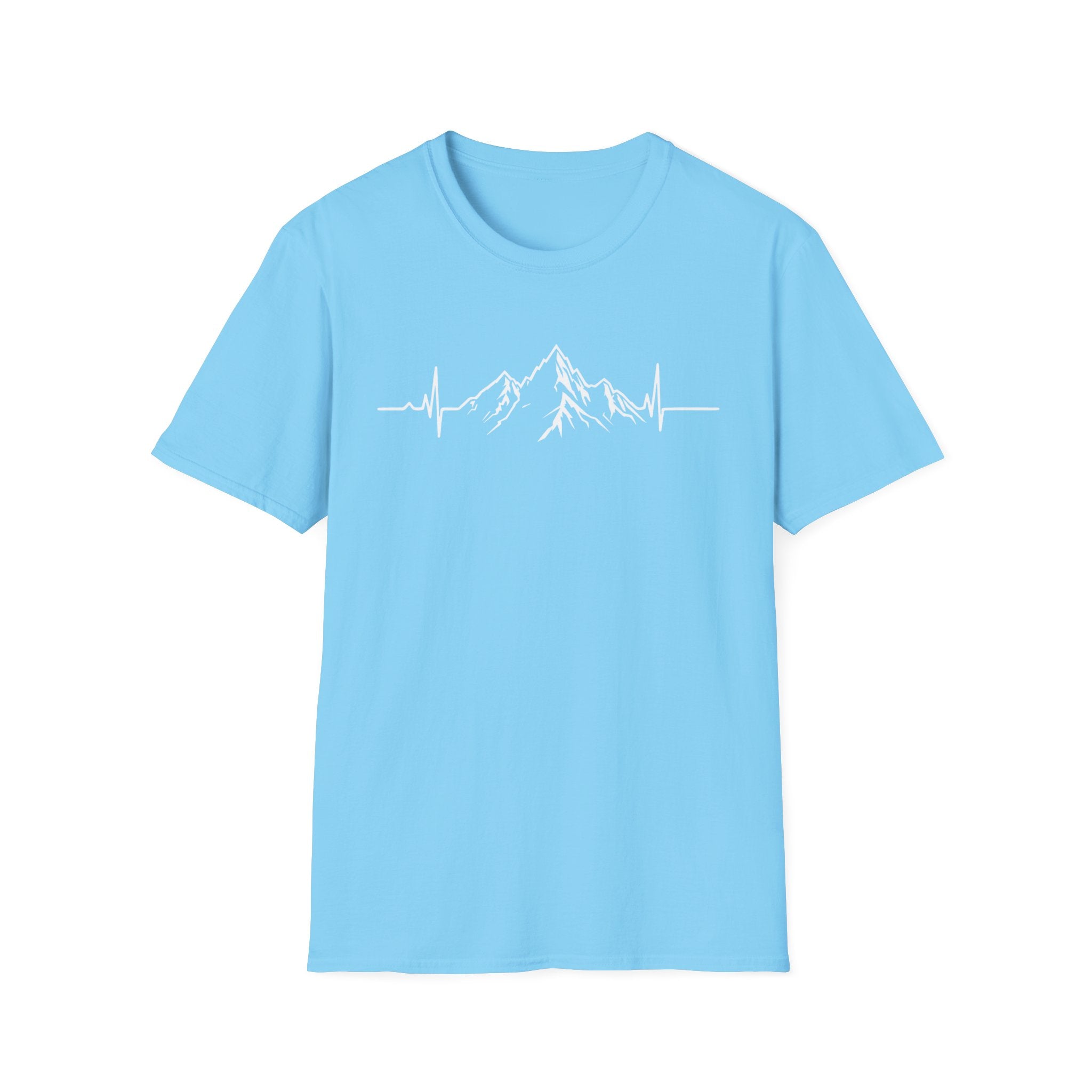 Mountain Heartbeat T-Shirt — Minimalist Mountain ECG Tee for Hikers & Outdoor Lovers