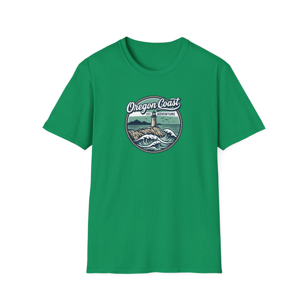 Oregon Coast Lighthouse Waves T-Shirt | Coastal Sunset Badge
