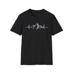 Mountain Heartbeat T-Shirt — Minimalist Mountain ECG Tee for Hikers & Outdoor Lovers