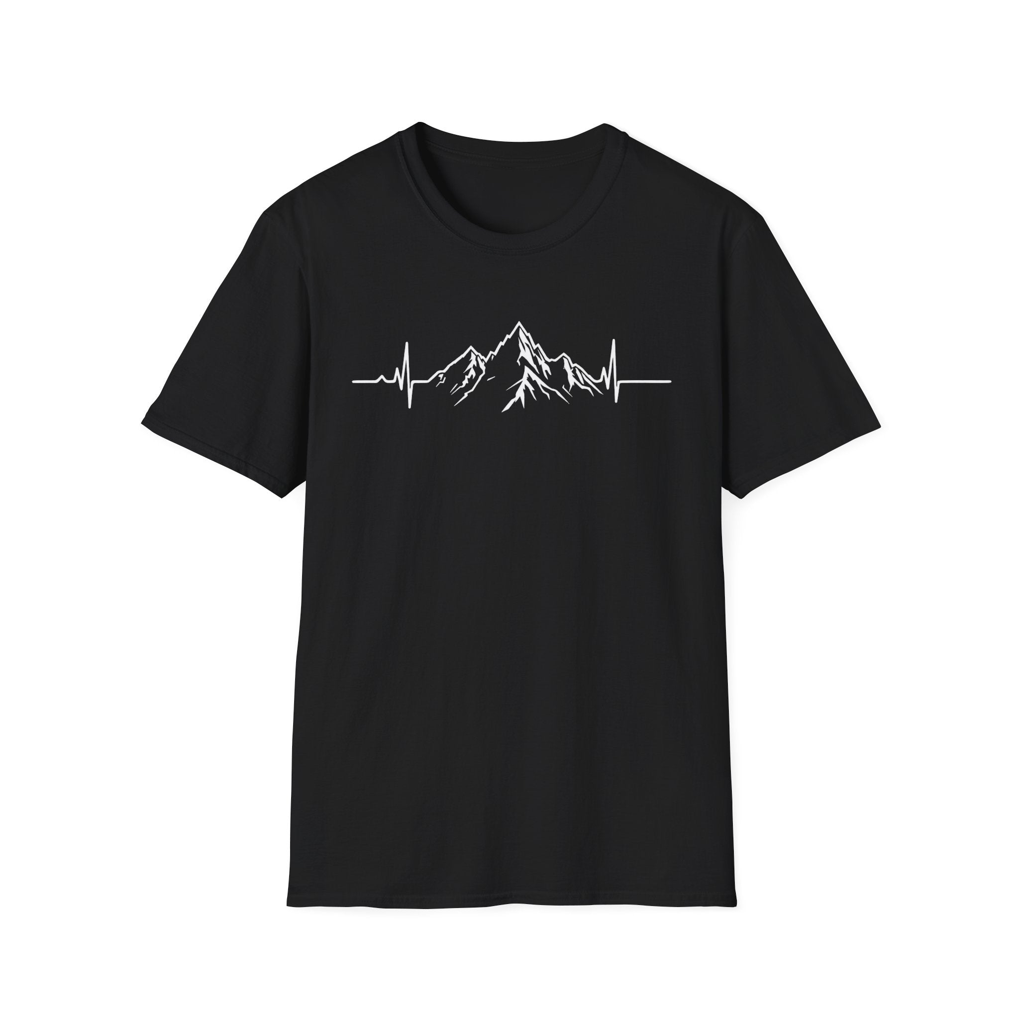 Mountain Heartbeat T-Shirt — Minimalist Mountain ECG Tee for Hikers & Outdoor Lovers