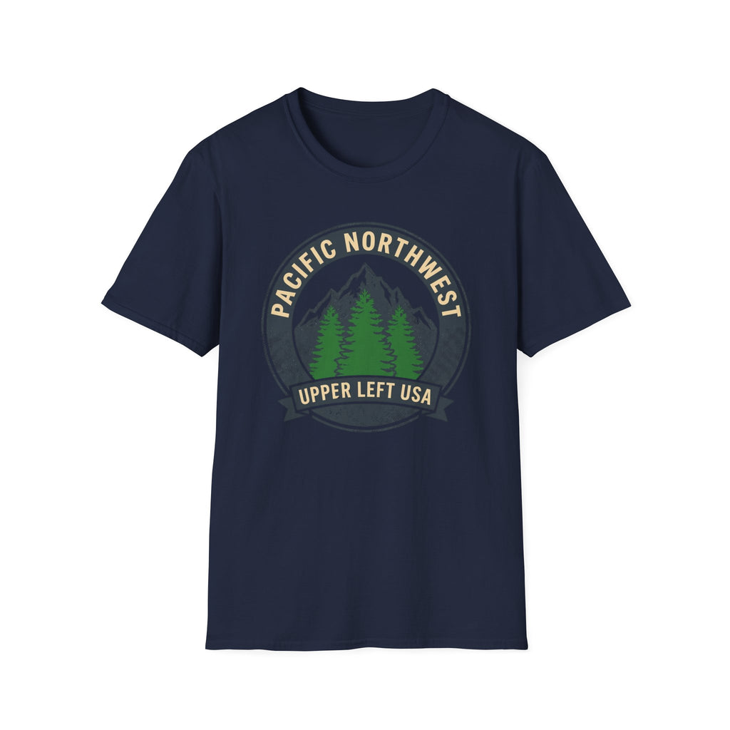 Pacific Northwest Mountain Pines T-Shirt | Upper Left USA graphic