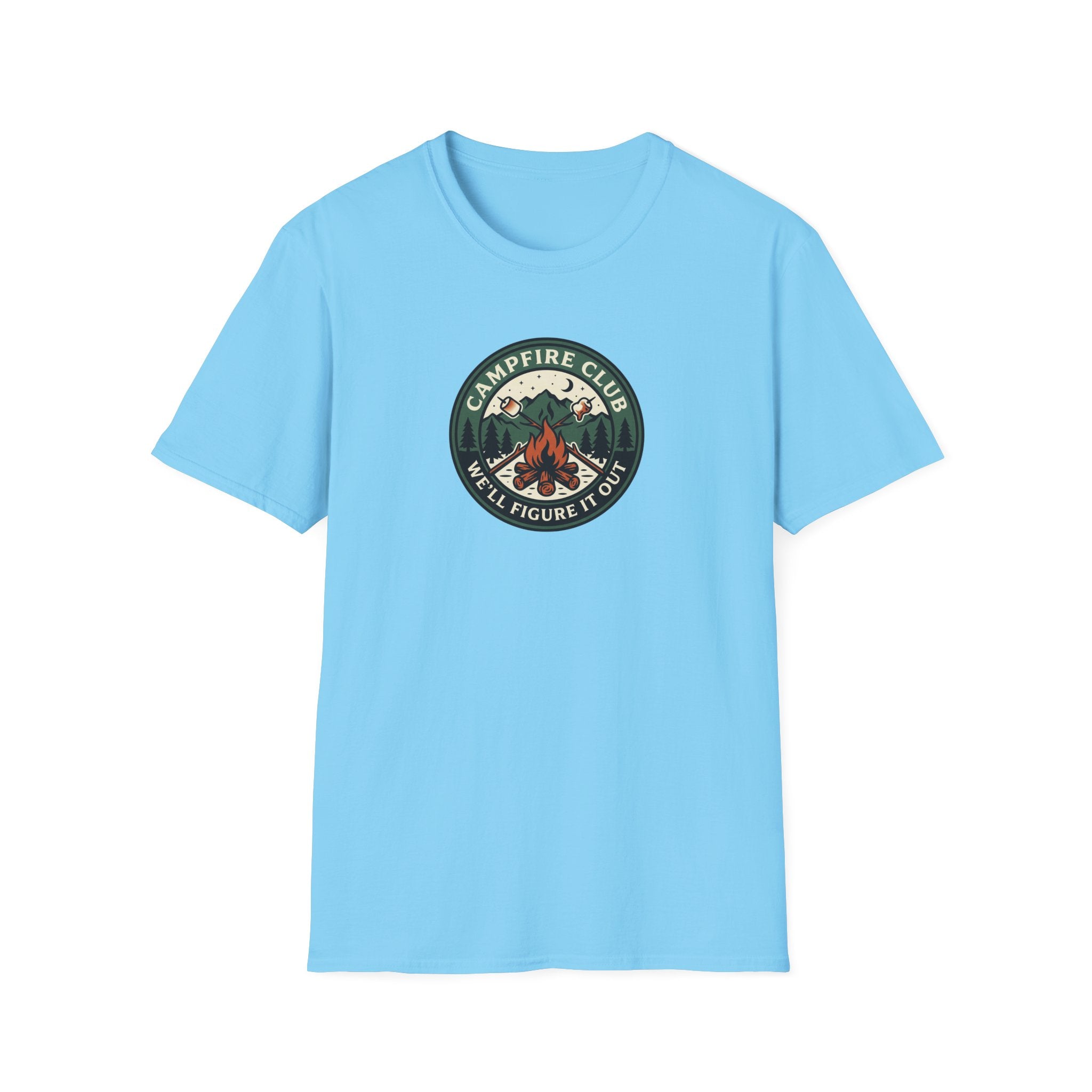 Campfire Club Patch design T-Shirt | Mountain Camping Logo Tee