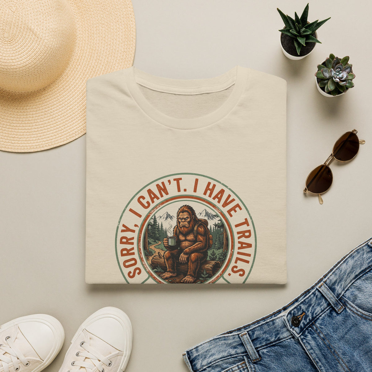 Sorry I Can't, I Have Trails T-Shirt — Vintage Sasquatch Hiking Tee
