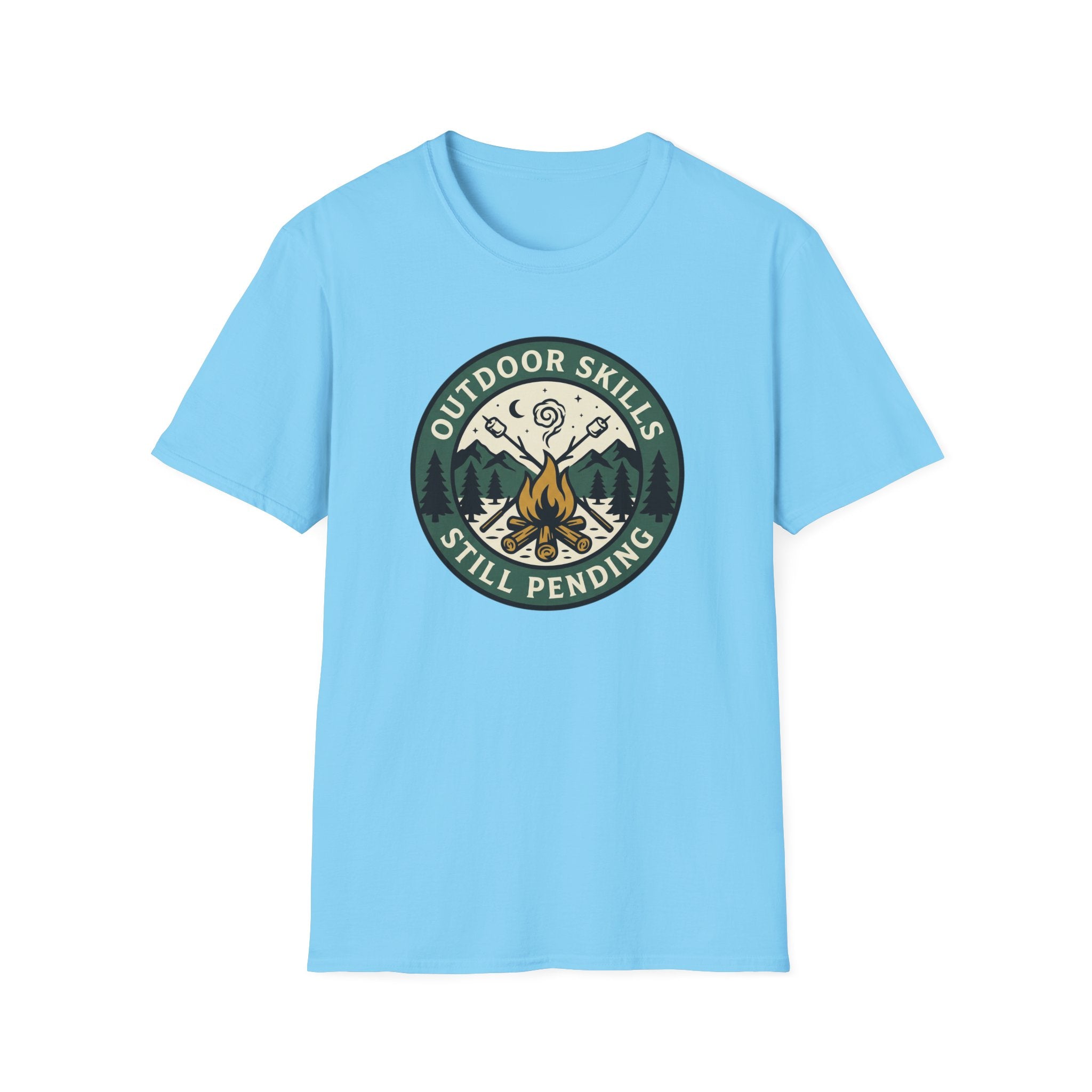 Outdoor Skills Still Pending T-Shirt | Camping Campfire Graphic Shirt