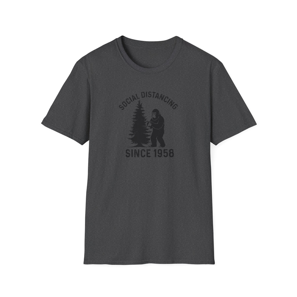 Social Distancing Since 1958 T-Shirt | Bigfoot Sasquatch Graphic