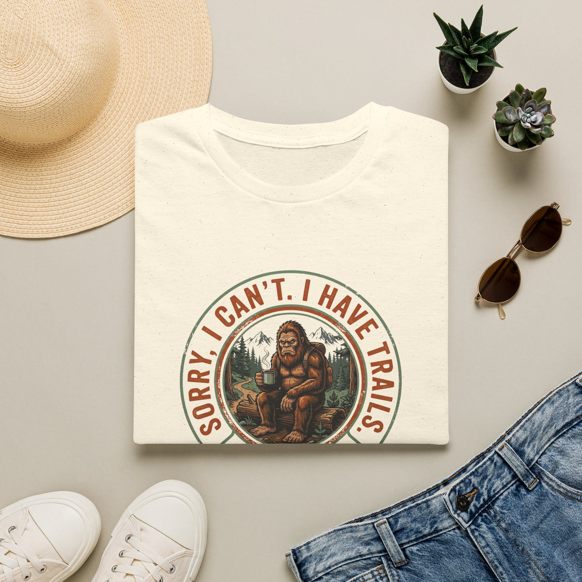 Sorry I Can't, I Have Trails T-Shirt — Vintage Sasquatch Hiking Tee