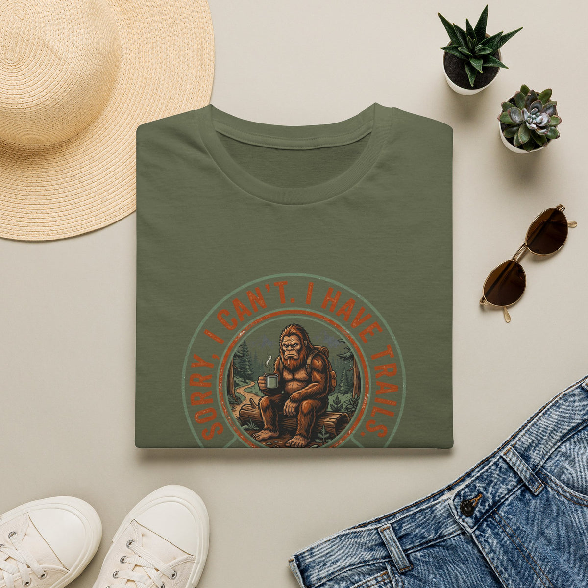 Sorry I Can't, I Have Trails T-Shirt — Vintage Sasquatch Hiking Tee