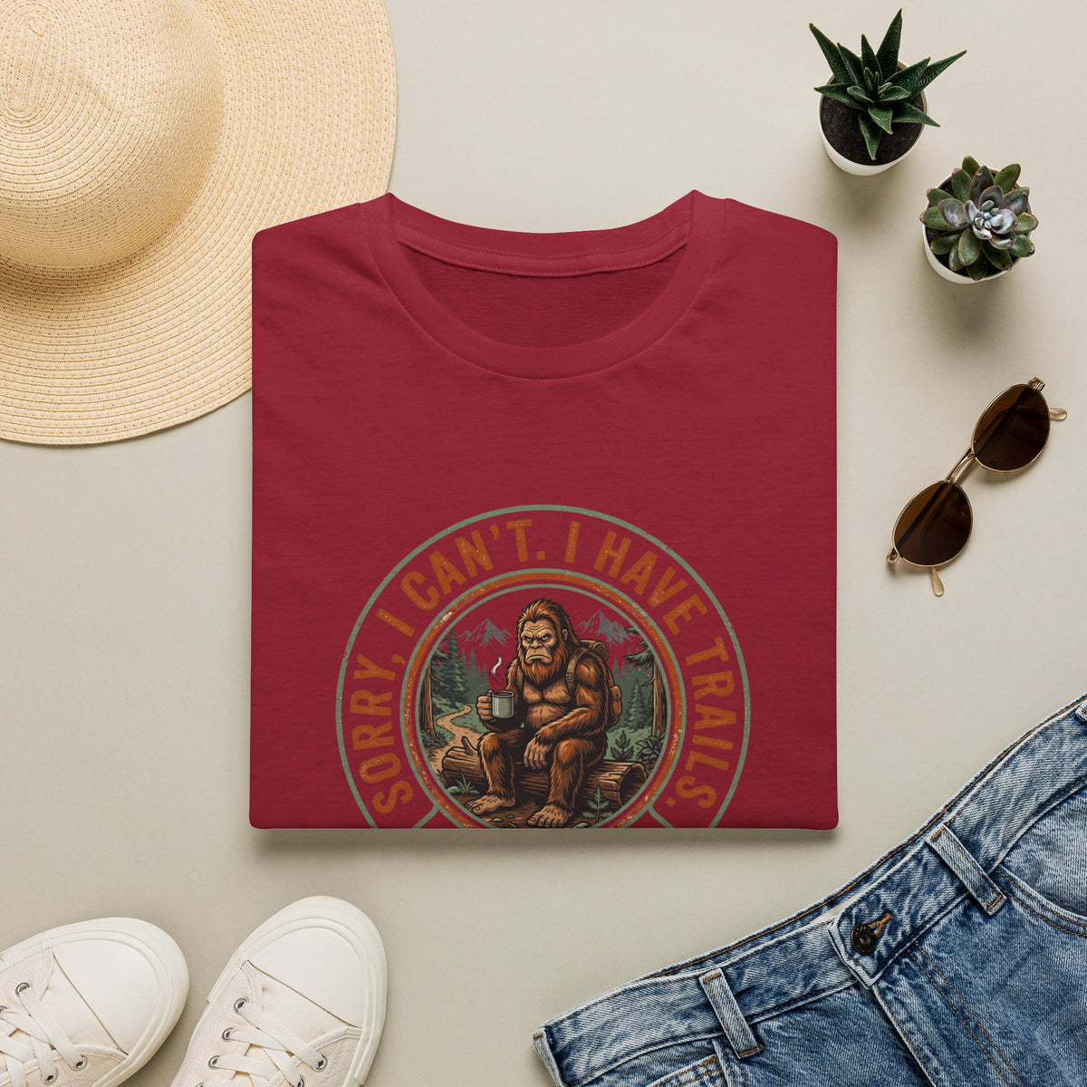 Sorry I Can't, I Have Trails T-Shirt — Vintage Sasquatch Hiking Tee