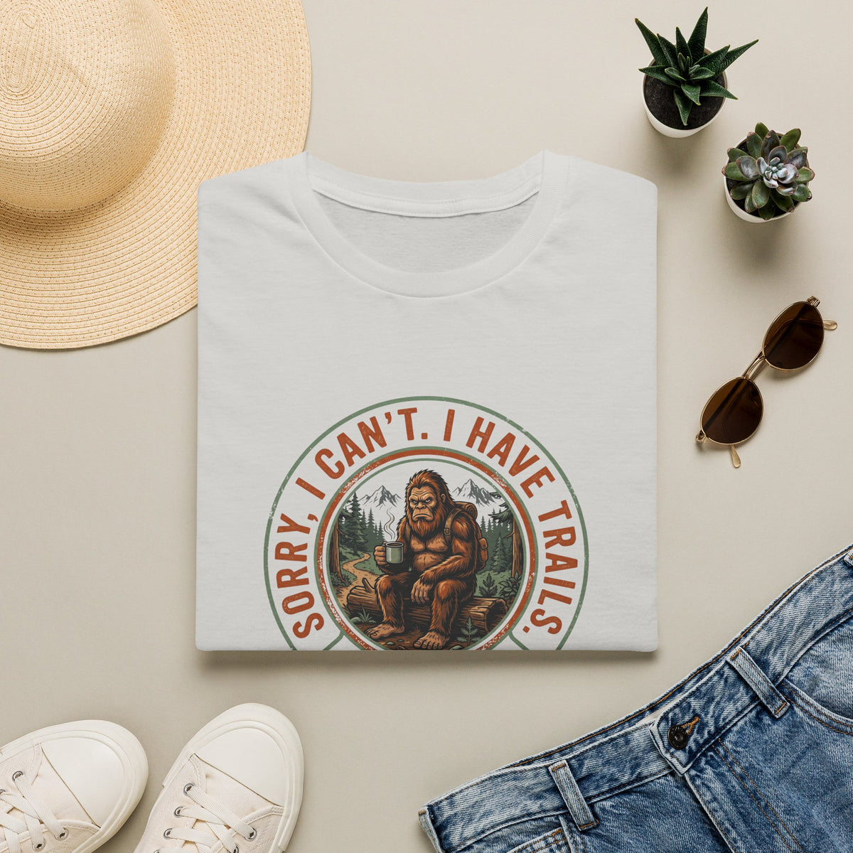 Sorry I Can't, I Have Trails T-Shirt — Vintage Sasquatch Hiking Tee