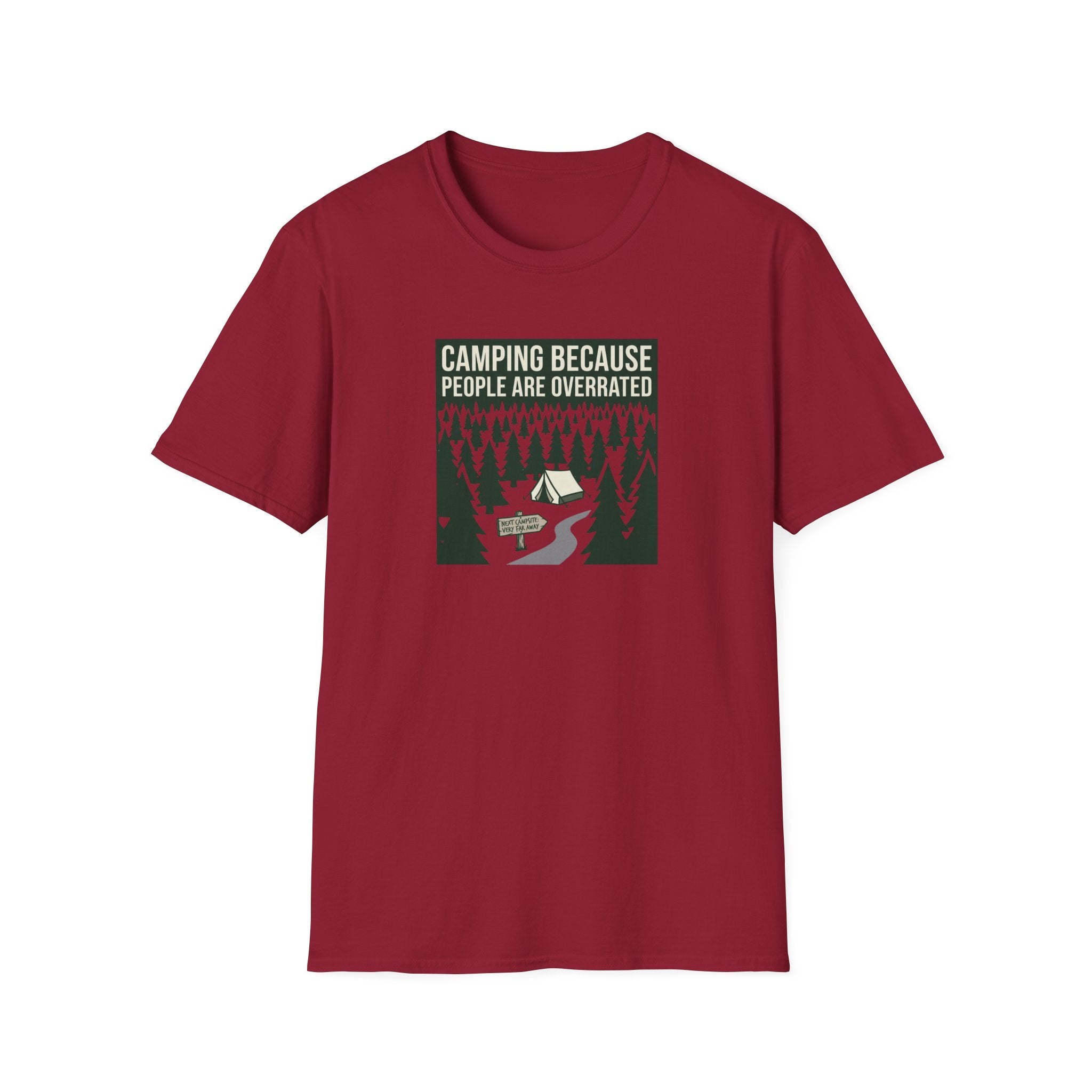 Camping Because People Are Overrated T-Shirt | Camper Graphic Tee, Forest Tent Design