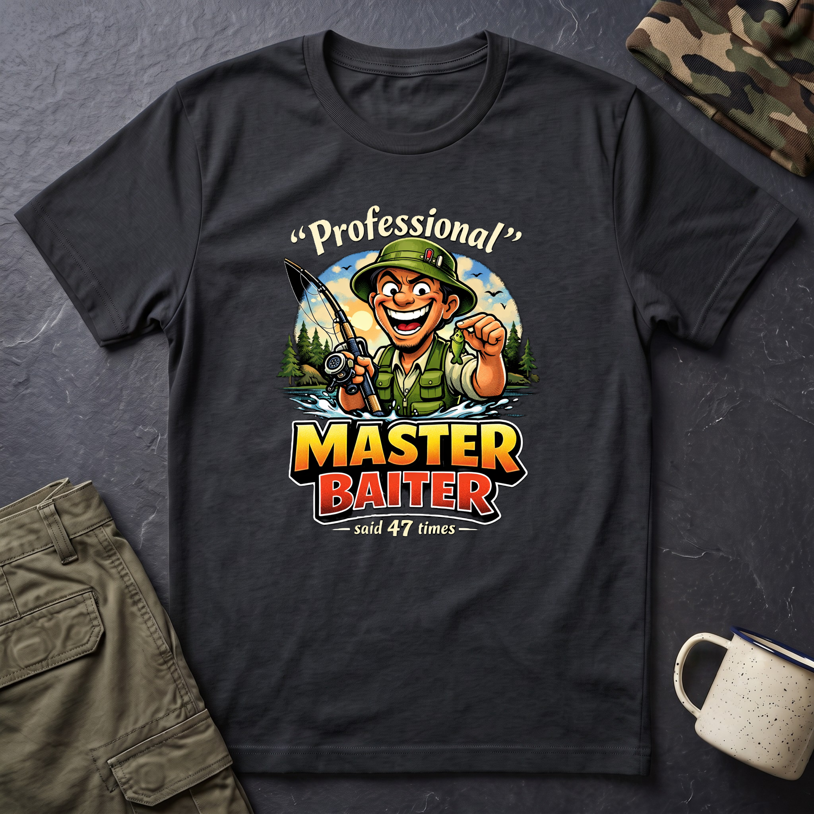 Master Baiter Fisherman T-Shirt | Fishing Graphic Tee, Outdoor Angler Design