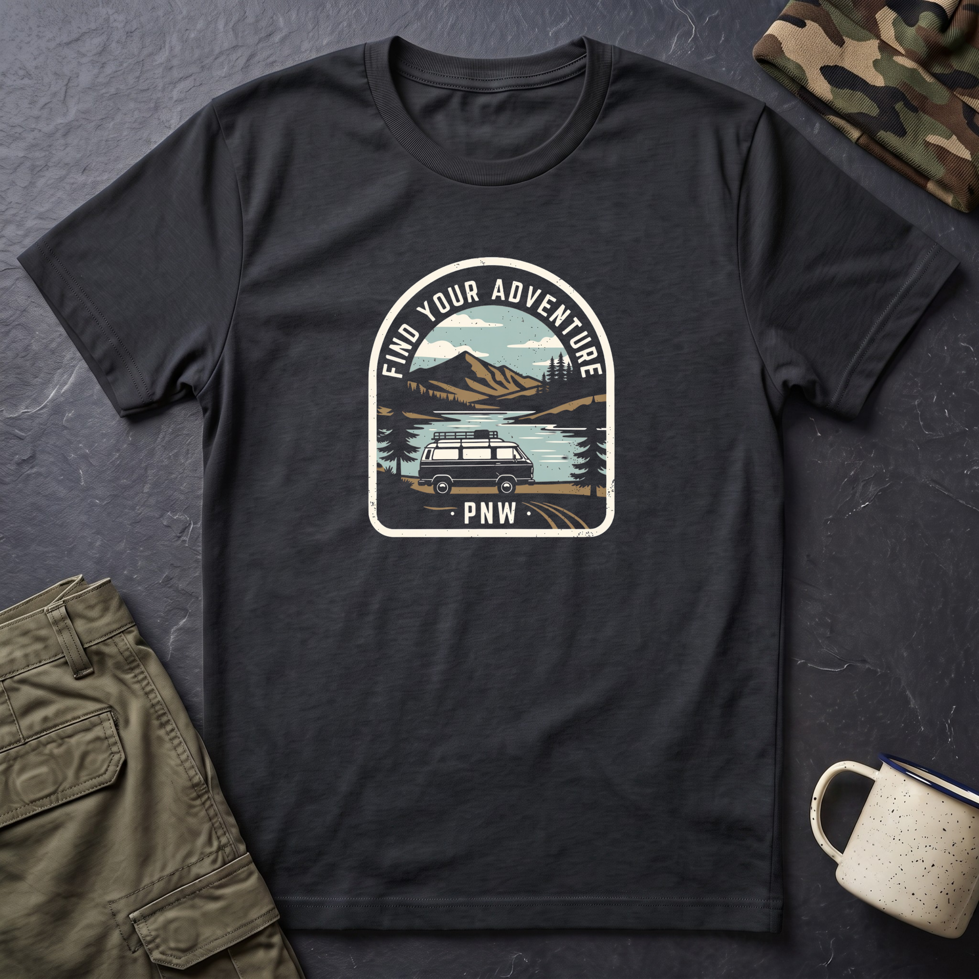 Mountain Lake Vista T-Shirt | Retro Scenic Nature Tee