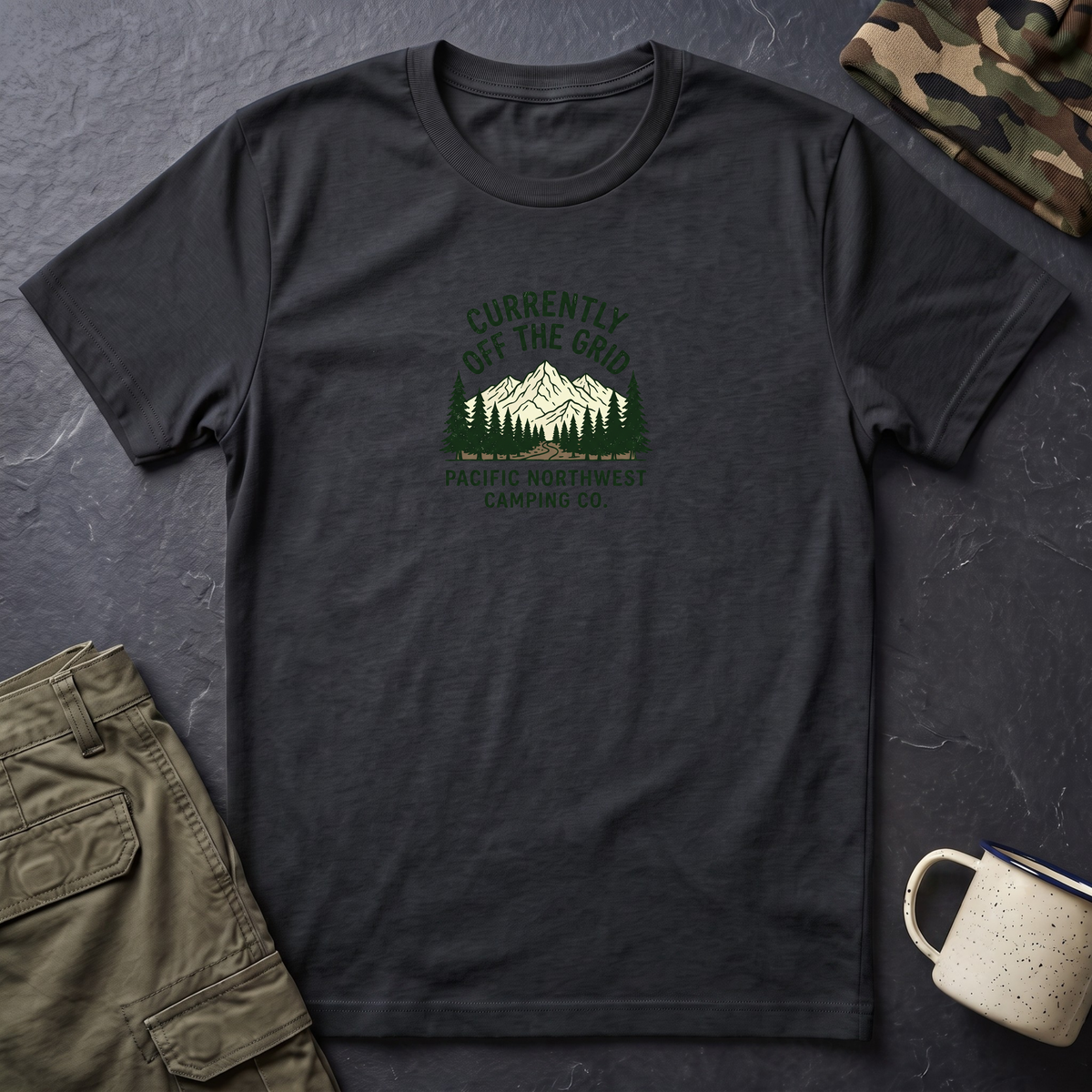 Currently Off The Grid T-Shirt — Pacific Northwest Camping Graphic Tee