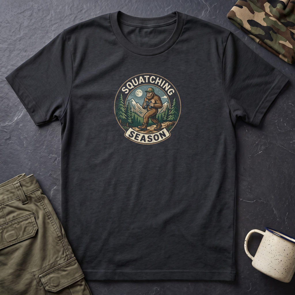 Squatching Season T-Shirt — Bigfoot Camping Graphic Tee