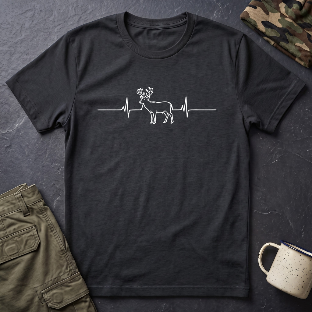 Buck Heartbeat Line T-Shirt | Deer EKG Graphic Tee