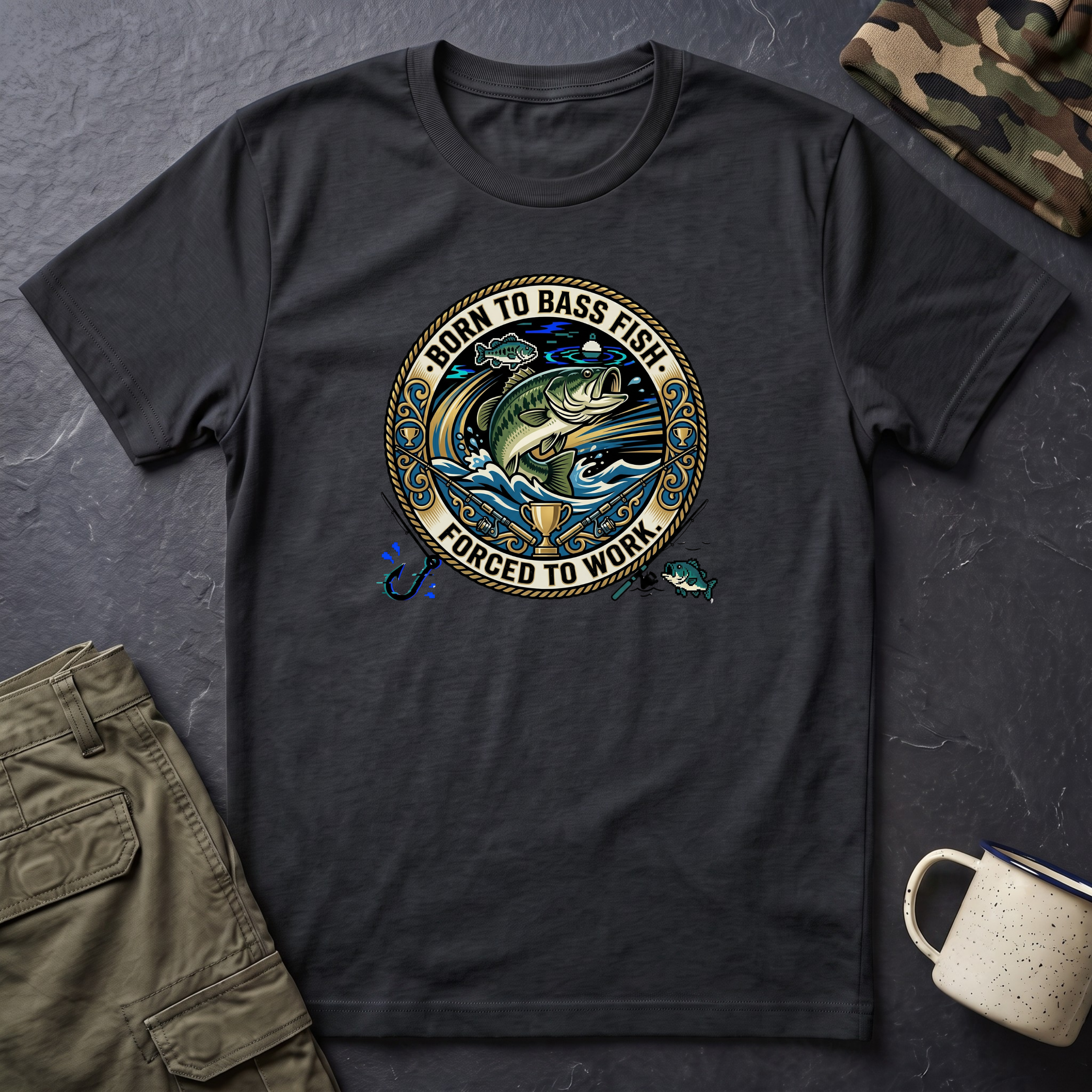 Born to Bass Fish graphic T-Shirt | Fishing Lure Illustration