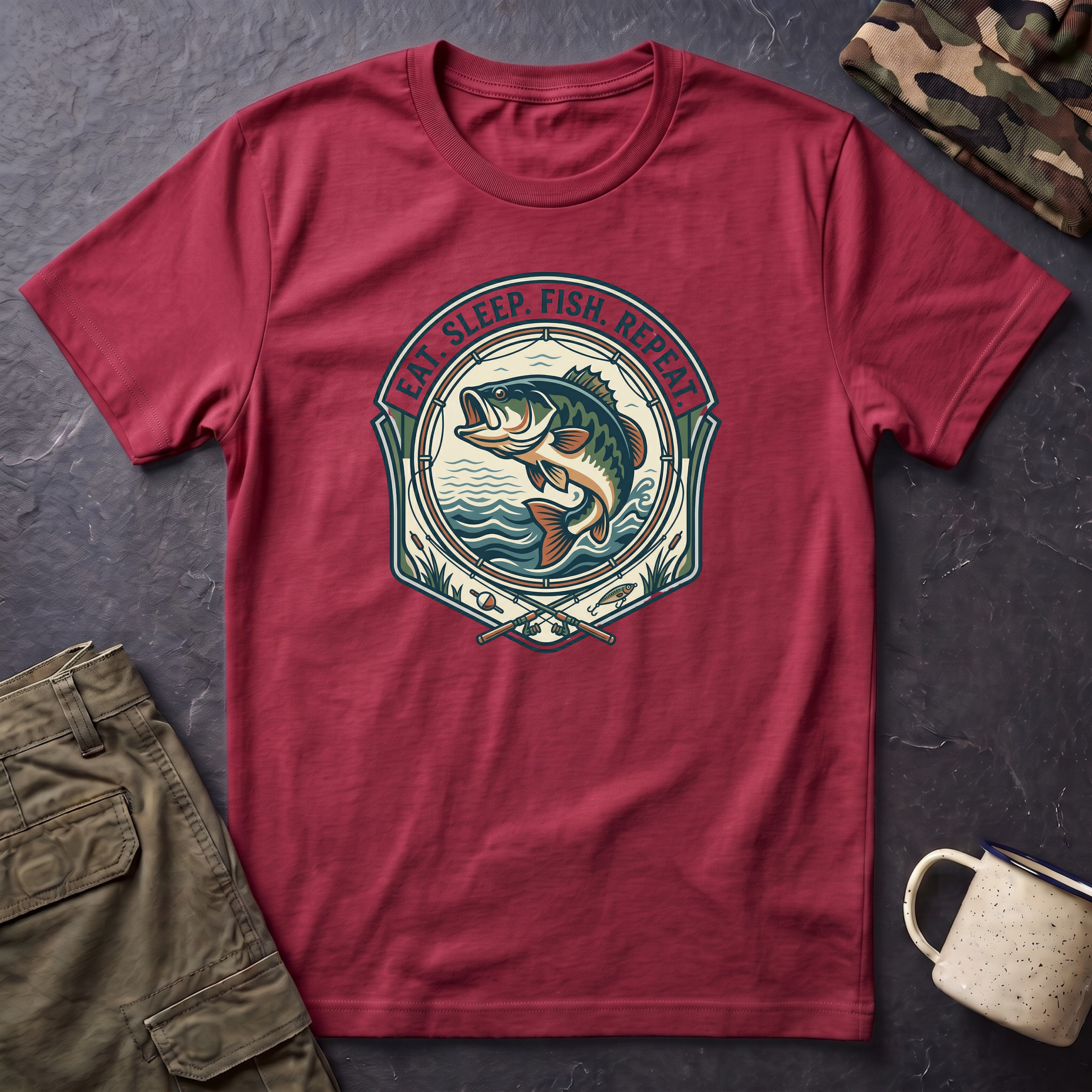 Eat Sleep Fish Repeat T-Shirt | Bass Fishing Graphic Tee