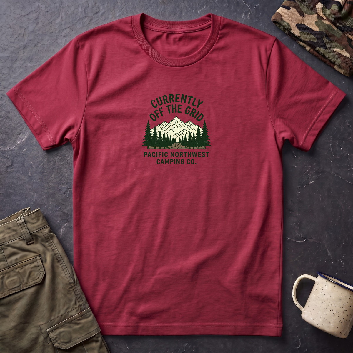 Currently Off The Grid T-Shirt — Pacific Northwest Camping Graphic Tee