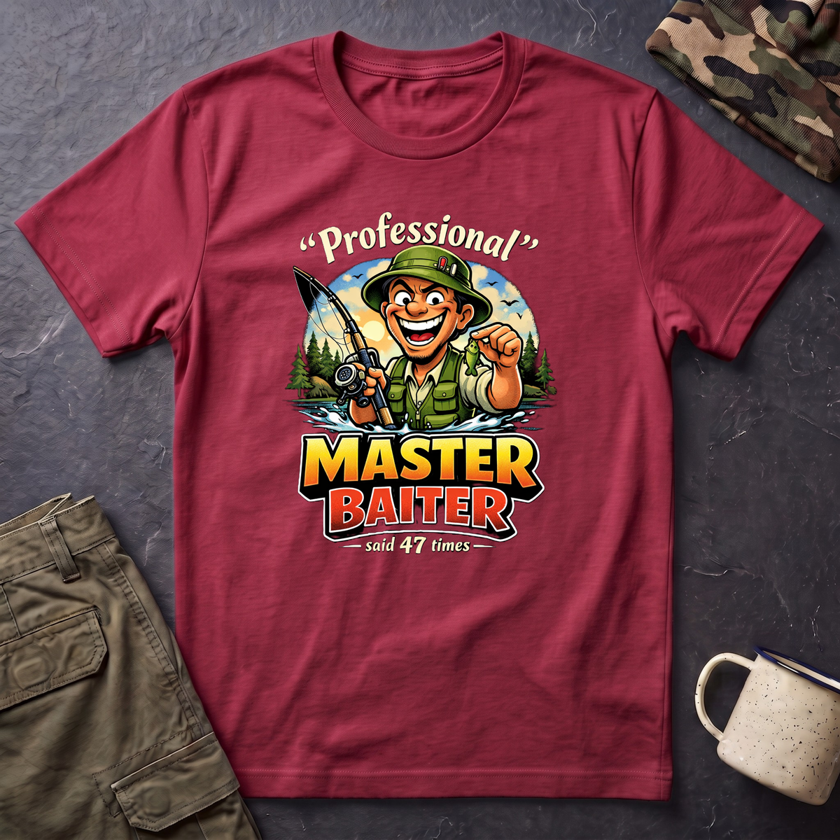 Master Baiter Fisherman T-Shirt | Fishing Graphic Tee, Outdoor Angler Design