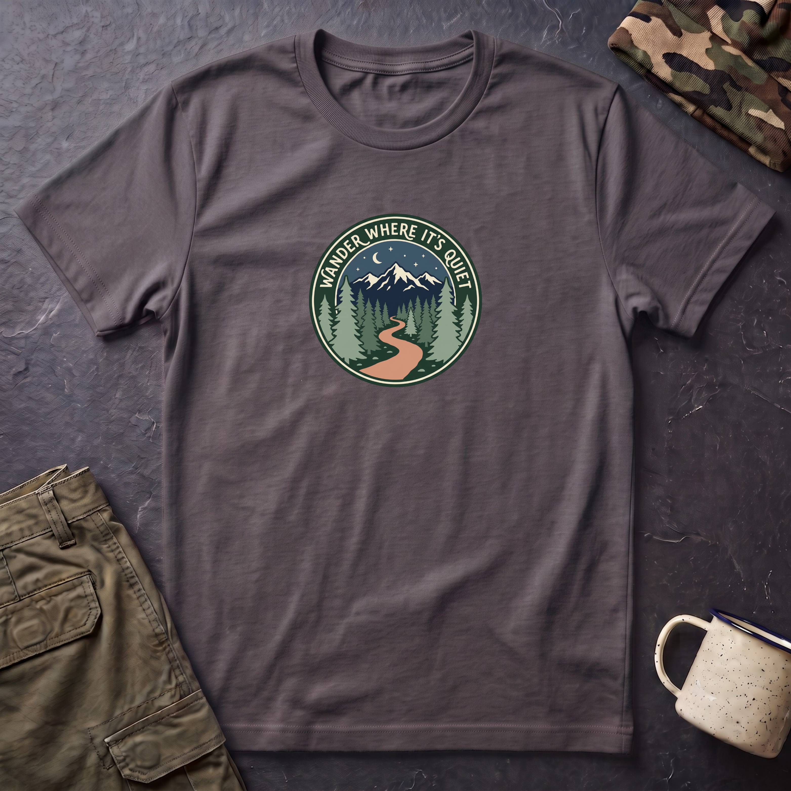 T-Shirt - "Wander Where It’s Quiet" Mountain Trail Graphic Tee
