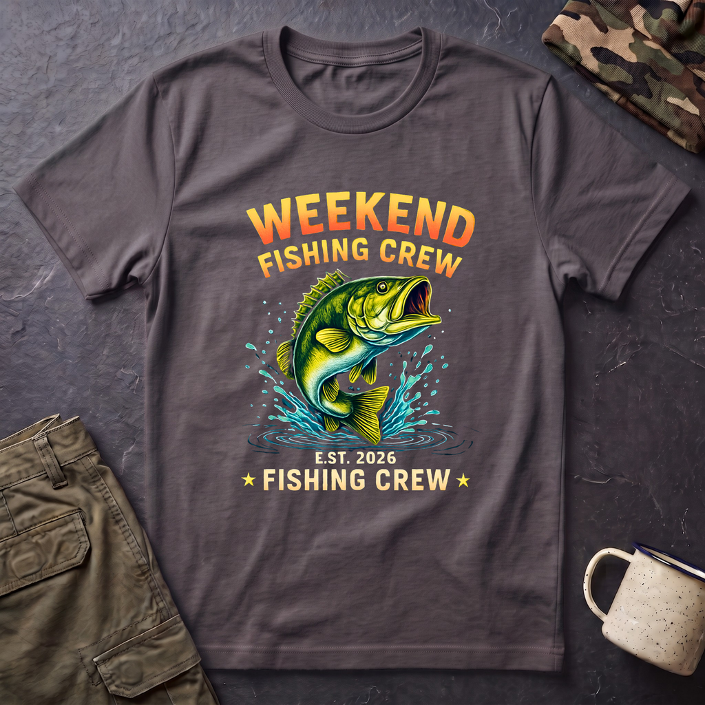 Weekend Fishing Crew T-Shirt | Bass Fish Illustration, Angler Tee