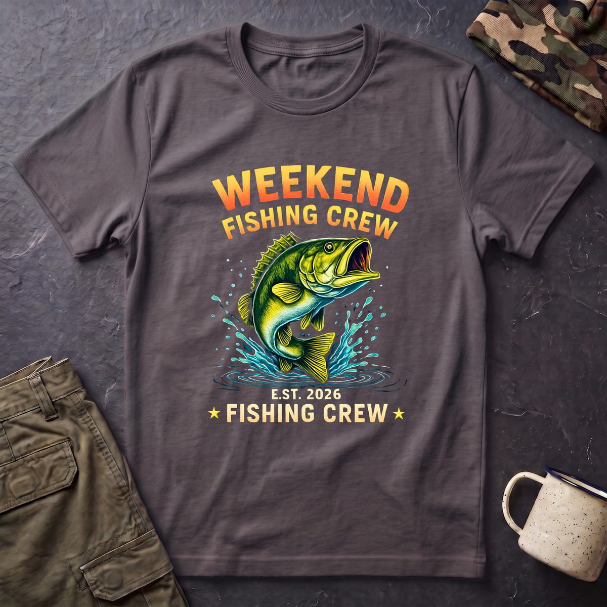 Weekend Fishing Crew T-Shirt | Bass Fish Illustration, Angler Tee