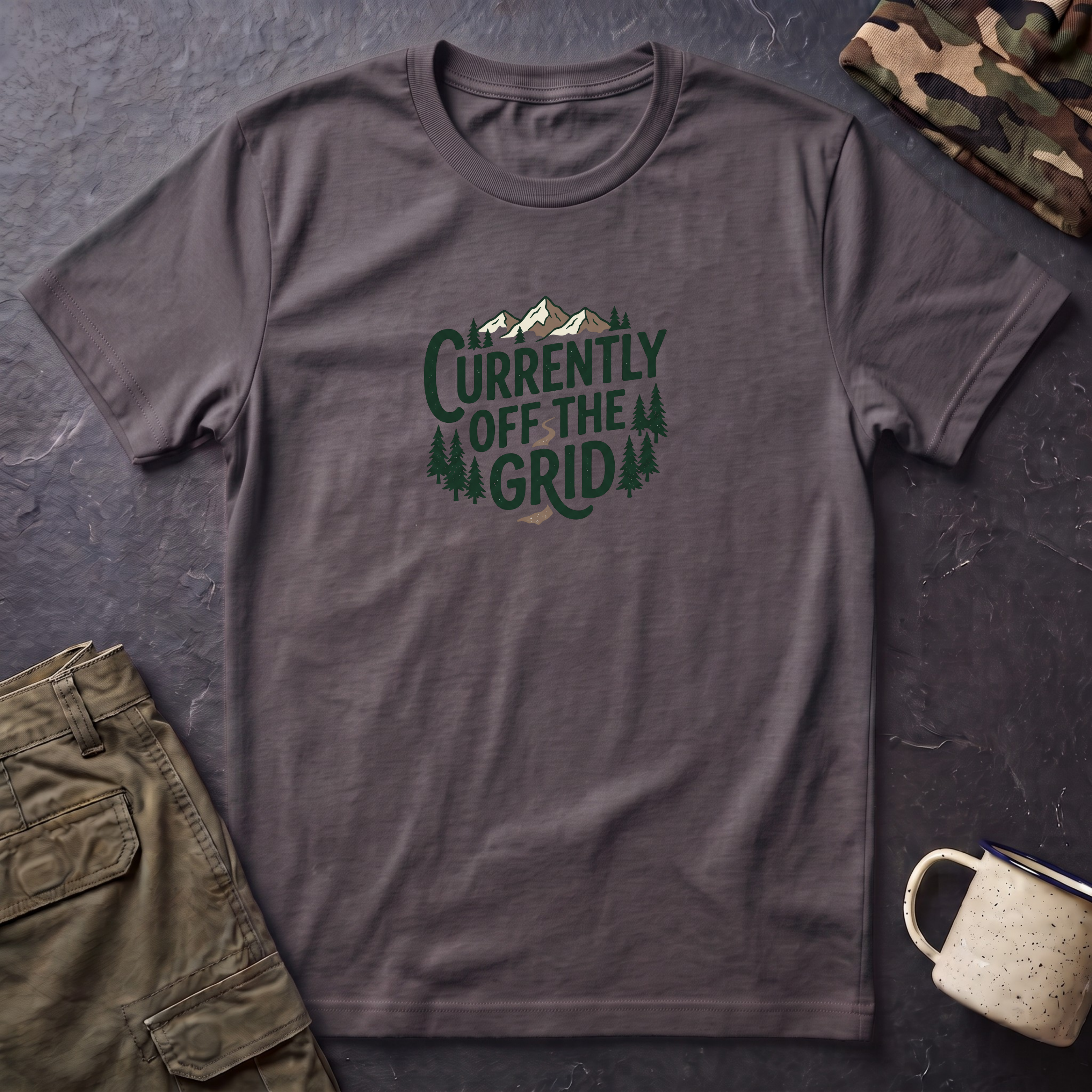 Currently Off The Grid T-Shirt — Outdoorsy Adventure Graphic Tee