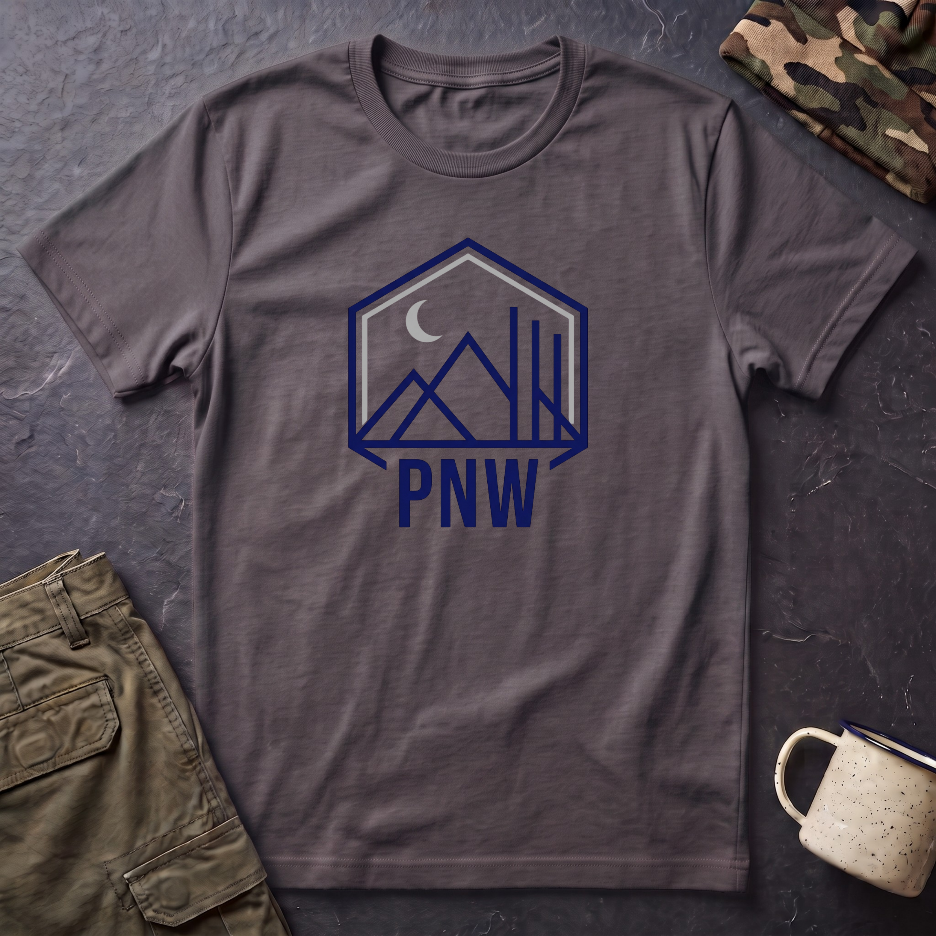 PNW Mountains T-Shirt | Pacific Northwest camping badge