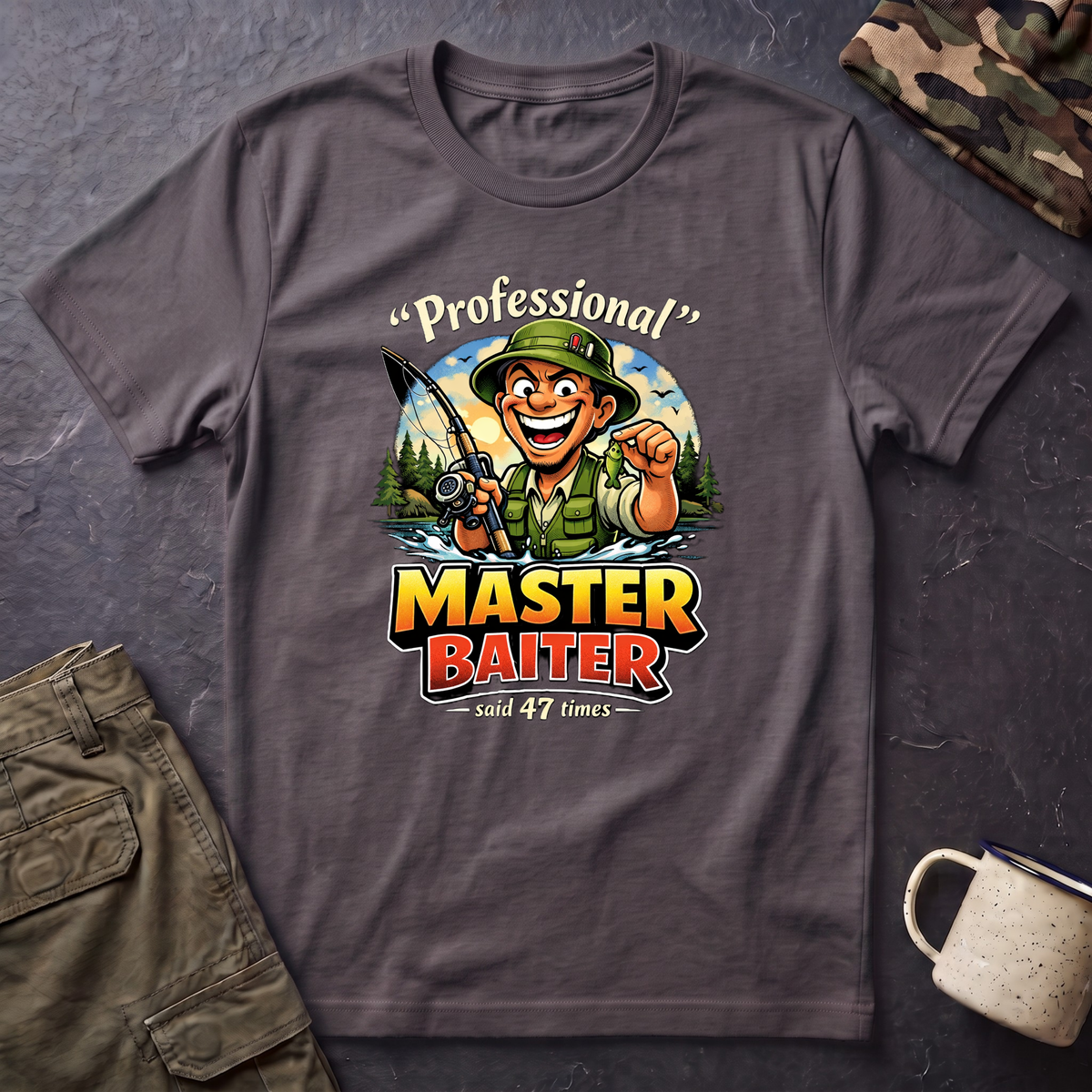 Master Baiter Fisherman T-Shirt | Fishing Graphic Tee, Outdoor Angler Design