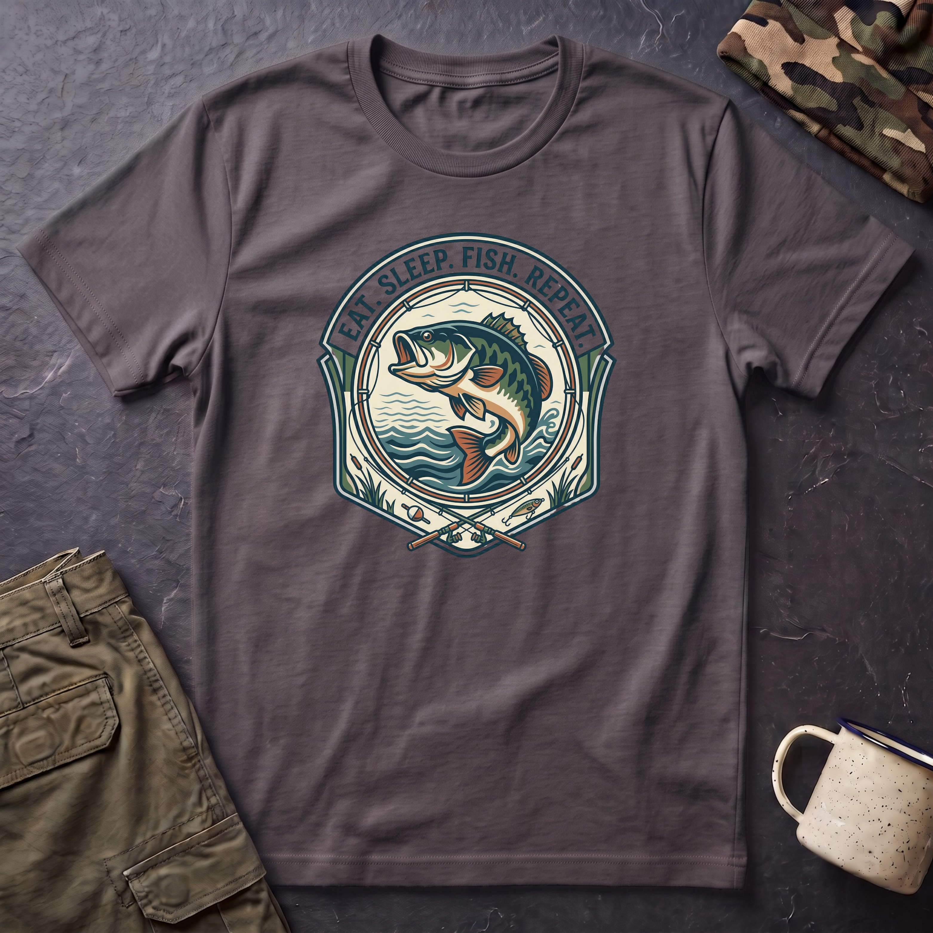 Eat Sleep Fish Repeat T-Shirt | Bass Fishing Graphic Tee