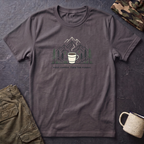 Coffee Cup in Pines T-Shirt | mountain camp mug, minimalist outdoors design