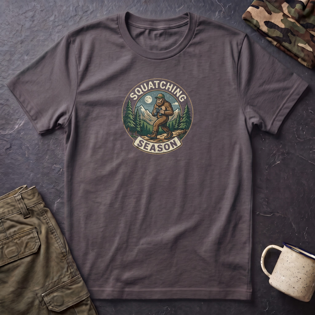 Squatching Season T-Shirt — Bigfoot Camping Graphic Tee
