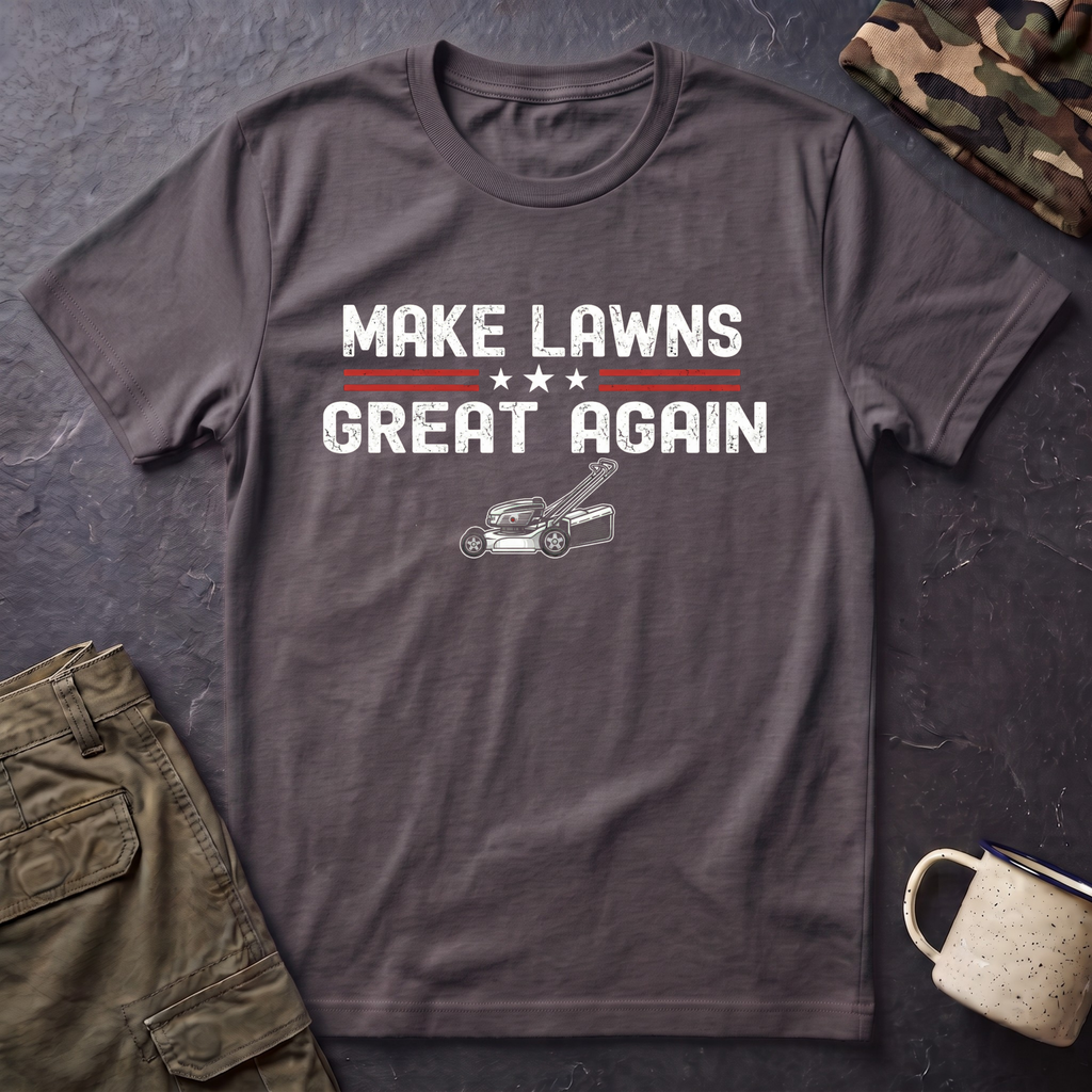 Make Lawns Great Again T-Shirt | Lawn Mower Graphic, Gardening Humor