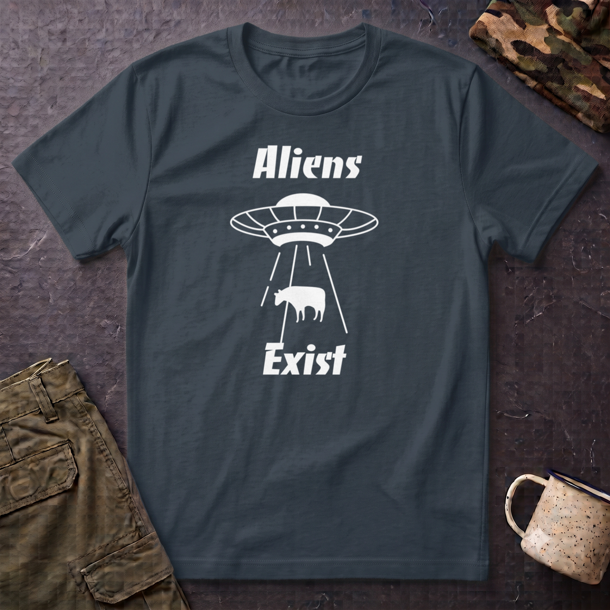 Aliens Exist T-Shirt | UFO Cow Abduction Graphic