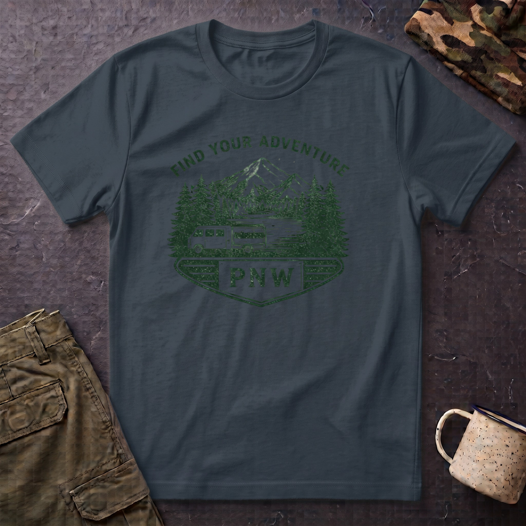 PNW Find Your Adventure T-Shirt | Pacific Northwest Camper Forest Design