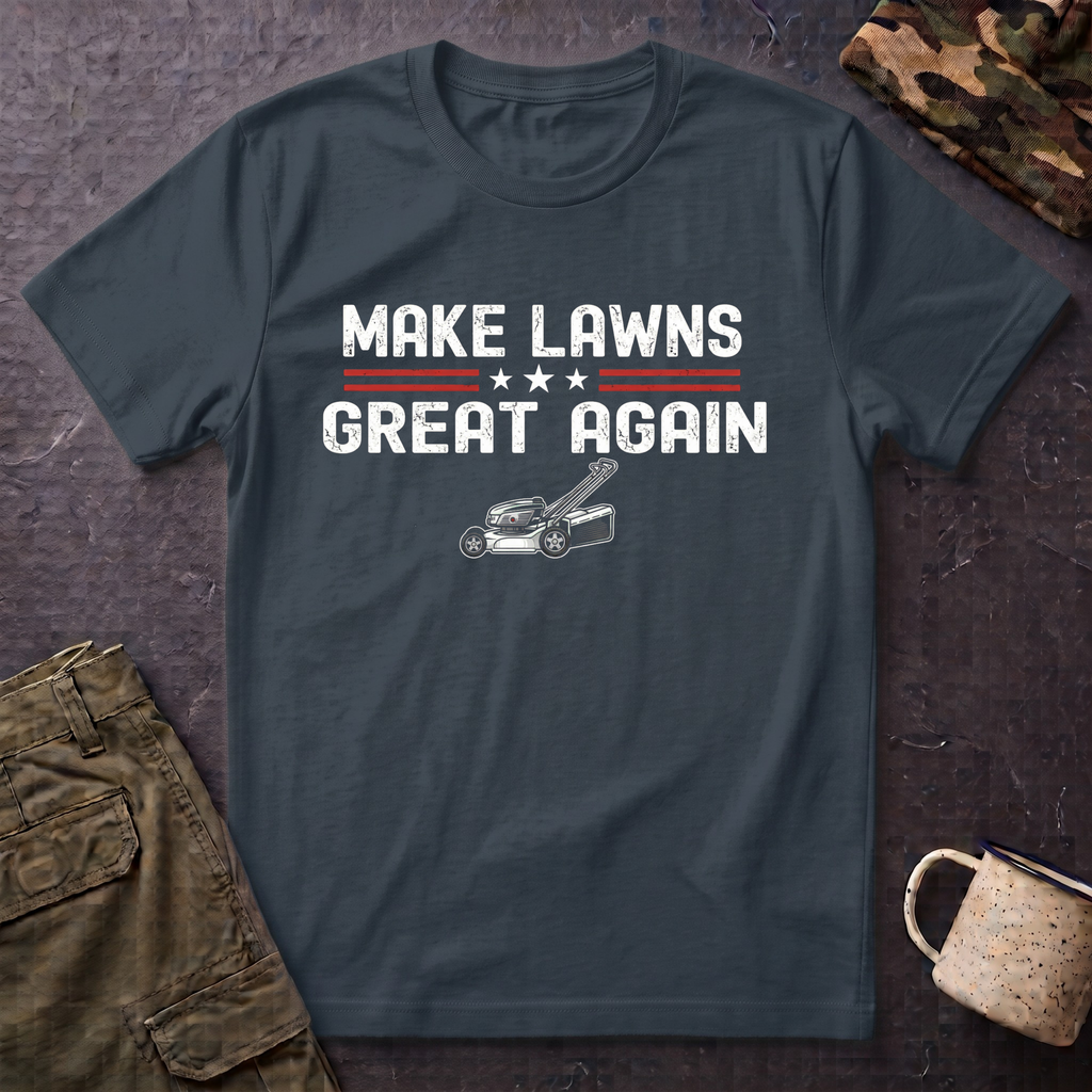 Make Lawns Great Again T-Shirt | Lawn Mower Graphic, Gardening Humor