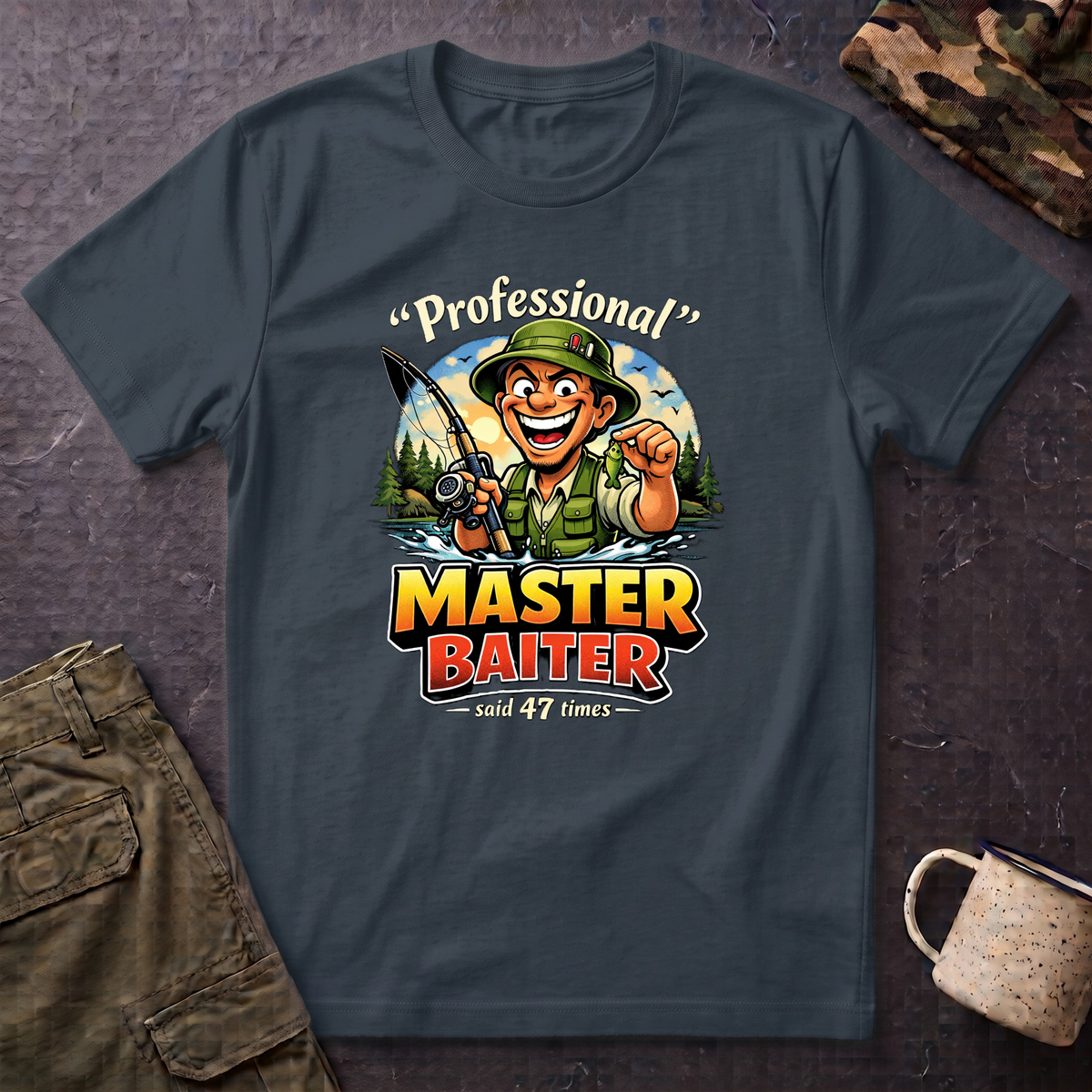 Master Baiter Fisherman T-Shirt | Fishing Graphic Tee, Outdoor Angler Design