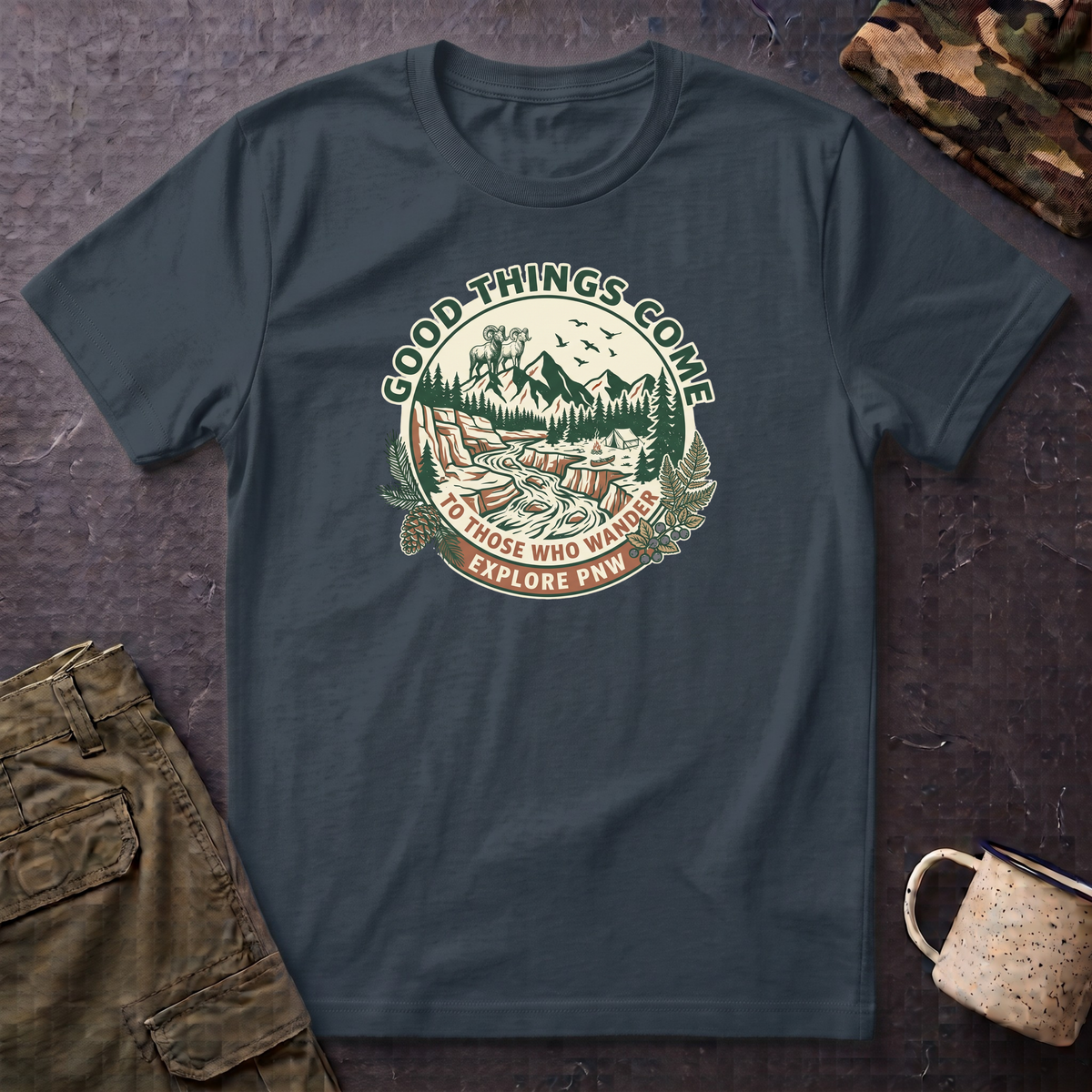 Adventure T-Shirt — "Good Things Come to Those Who Explore" Outdoor Graphic Tee