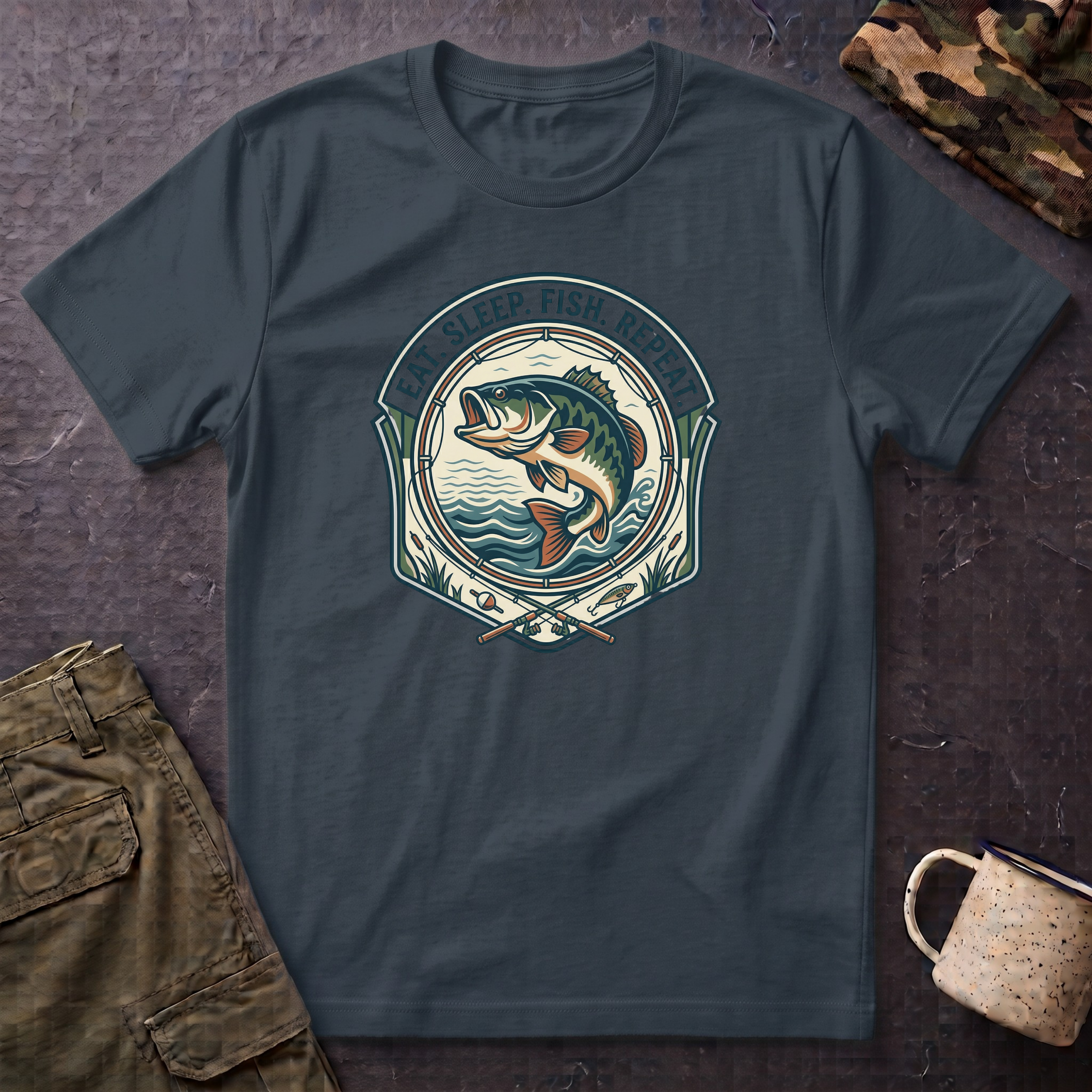 Eat Sleep Fish Repeat T-Shirt | Bass Fishing Graphic Tee