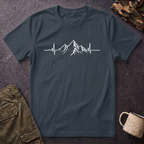 Mountain Heartbeat T-Shirt — Minimalist Mountain ECG Tee for Hikers & Outdoor Lovers