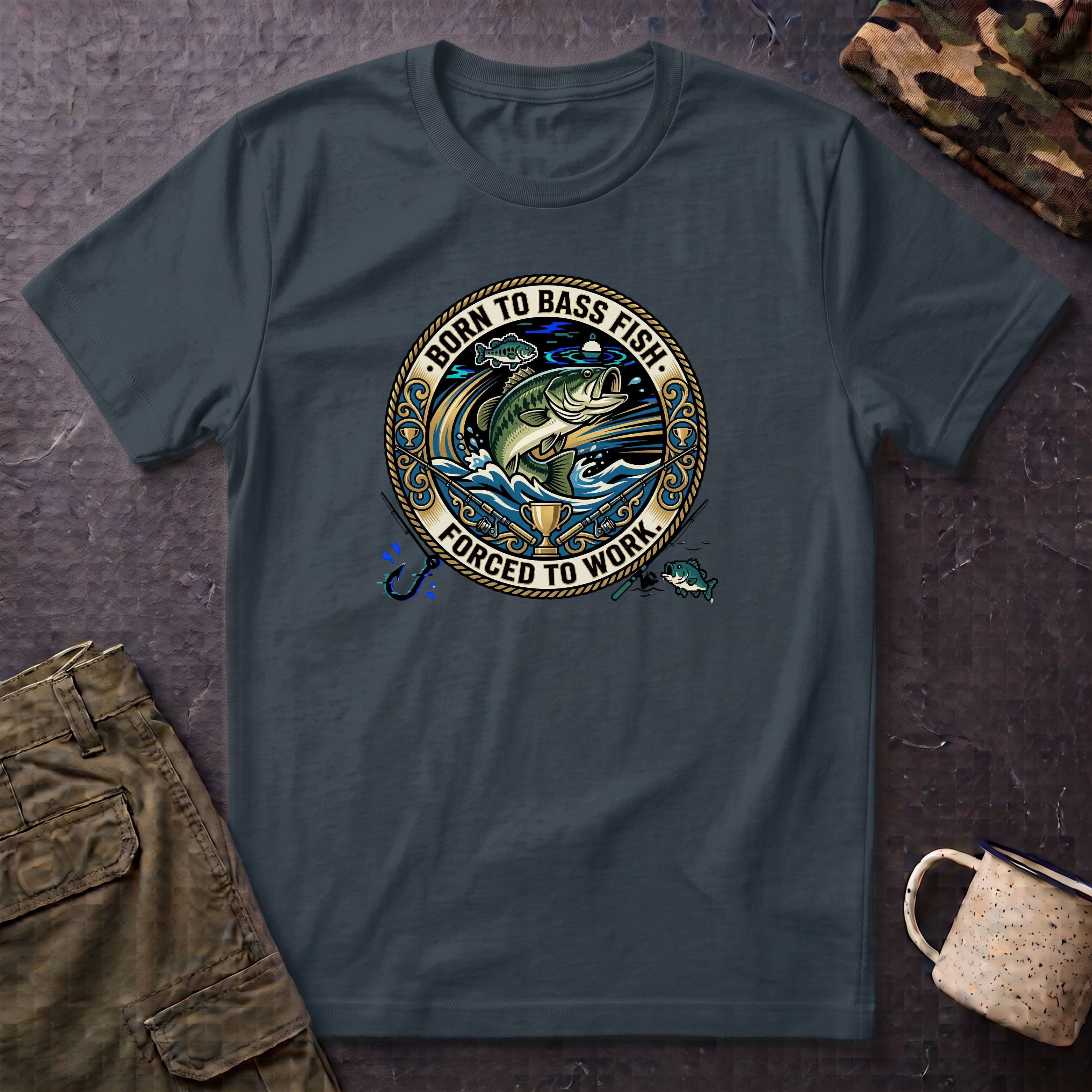 Born to Bass Fish graphic T-Shirt | Fishing Lure Illustration