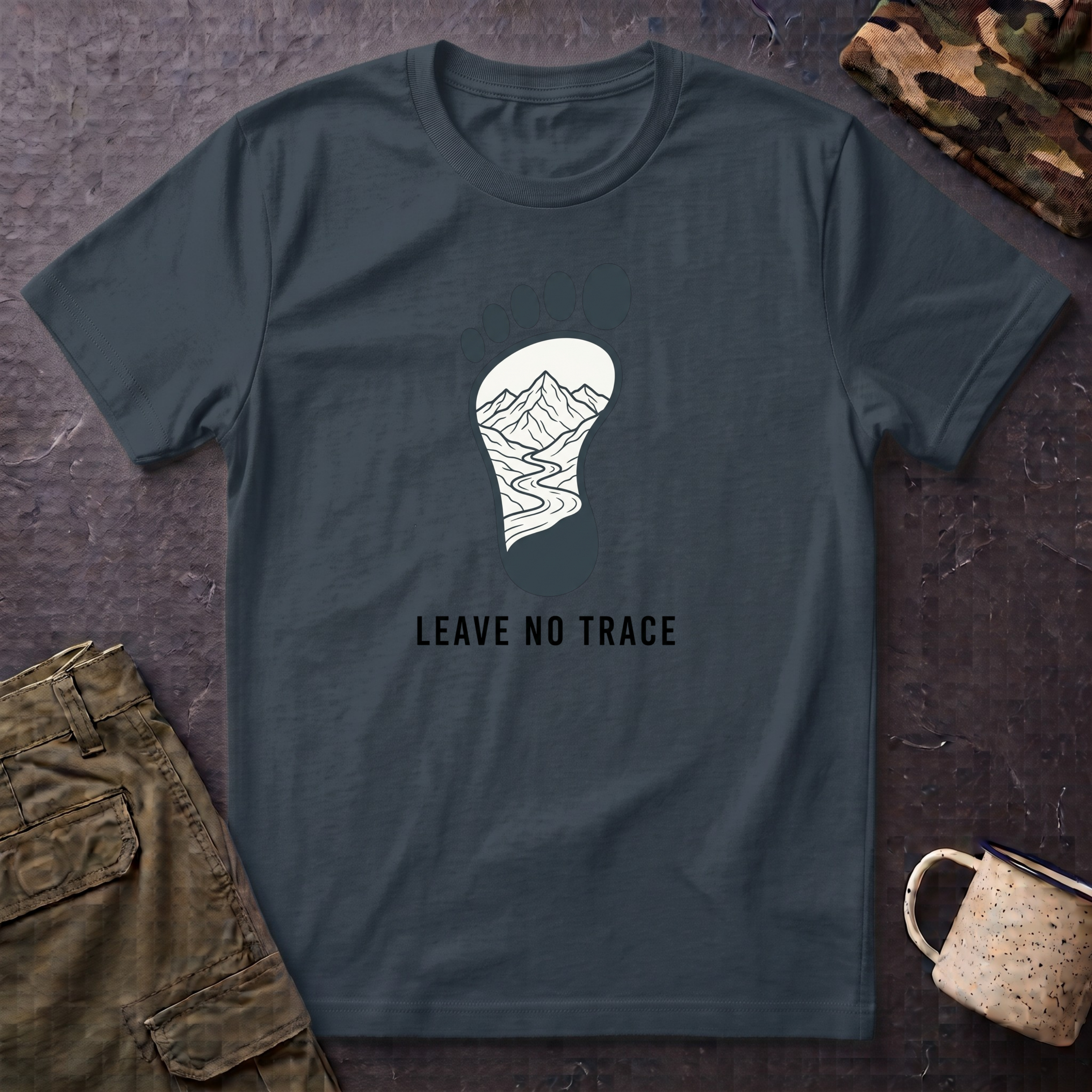 Leave No Trace footprint T-Shirt | Hiking mountain print