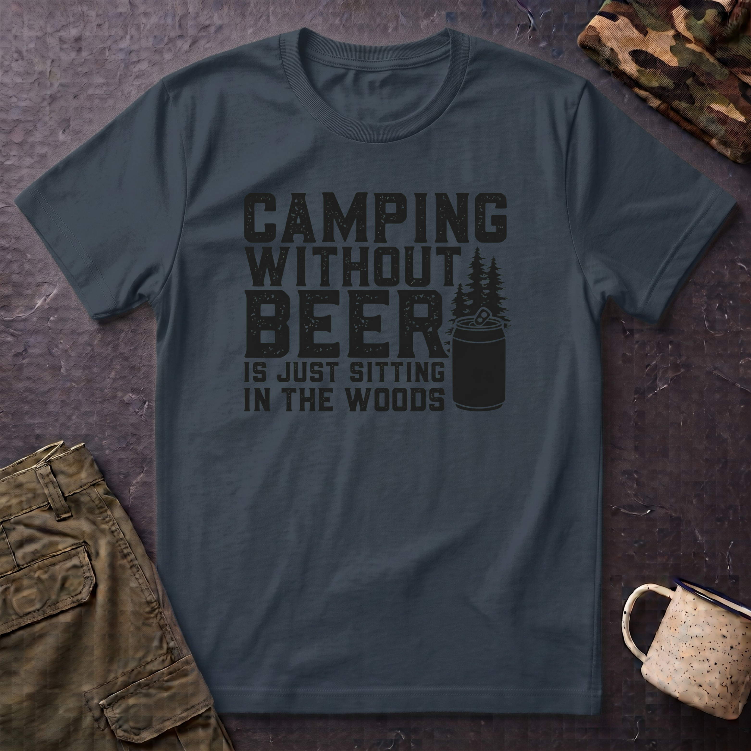 Camping Without Beer T-Shirt | Camping Saying, Beer Can Graphic