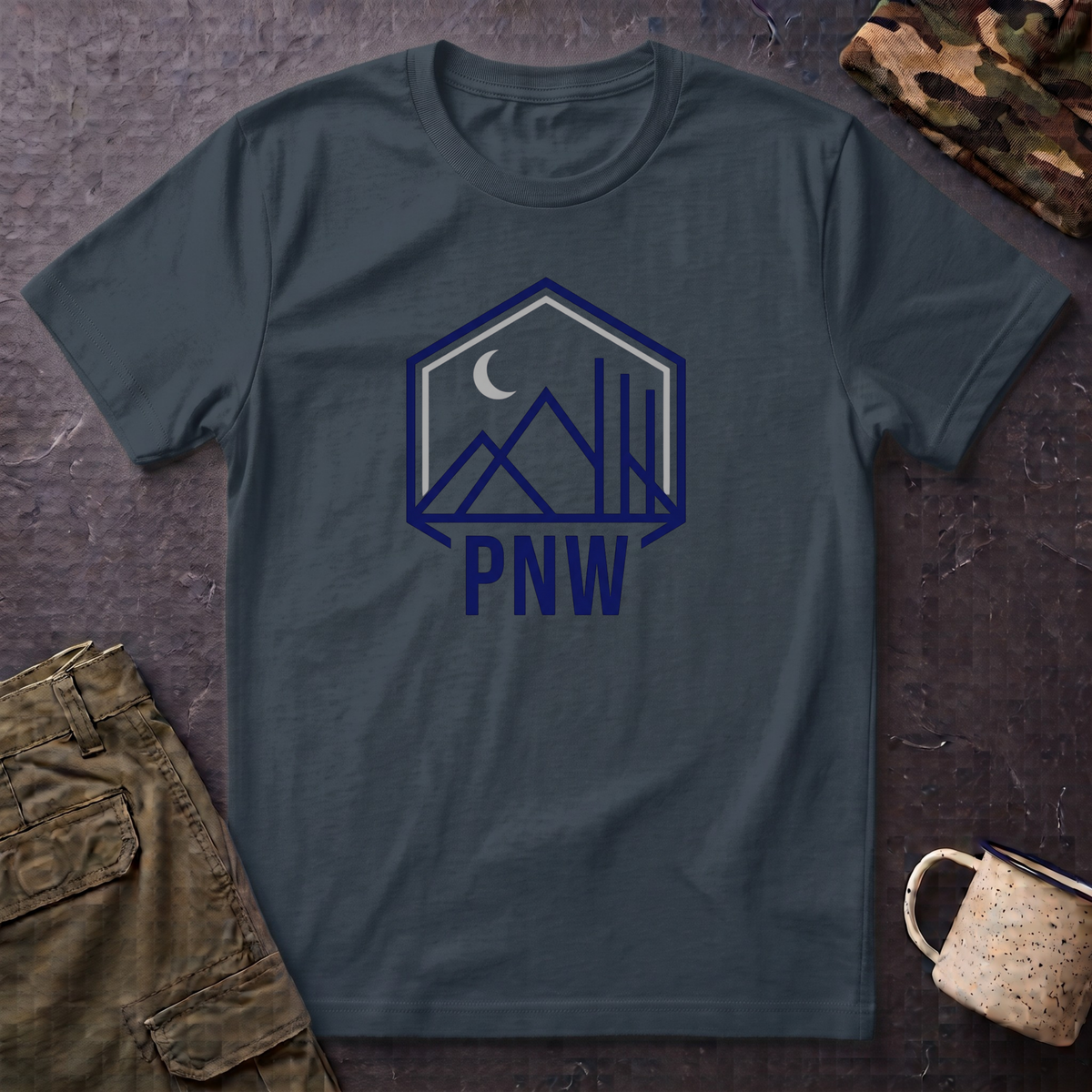 PNW Mountains T-Shirt | Pacific Northwest camping badge