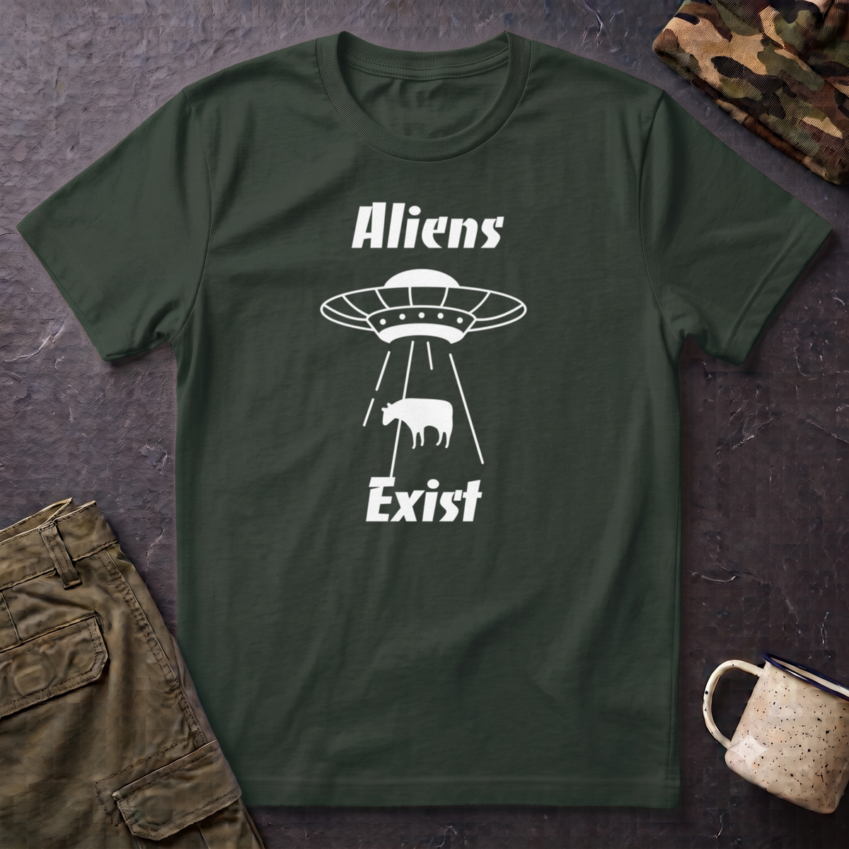 Aliens Exist T-Shirt | UFO Cow Abduction Graphic