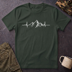 Mountain Heartbeat T-Shirt — Minimalist Mountain ECG Tee for Hikers & Outdoor Lovers